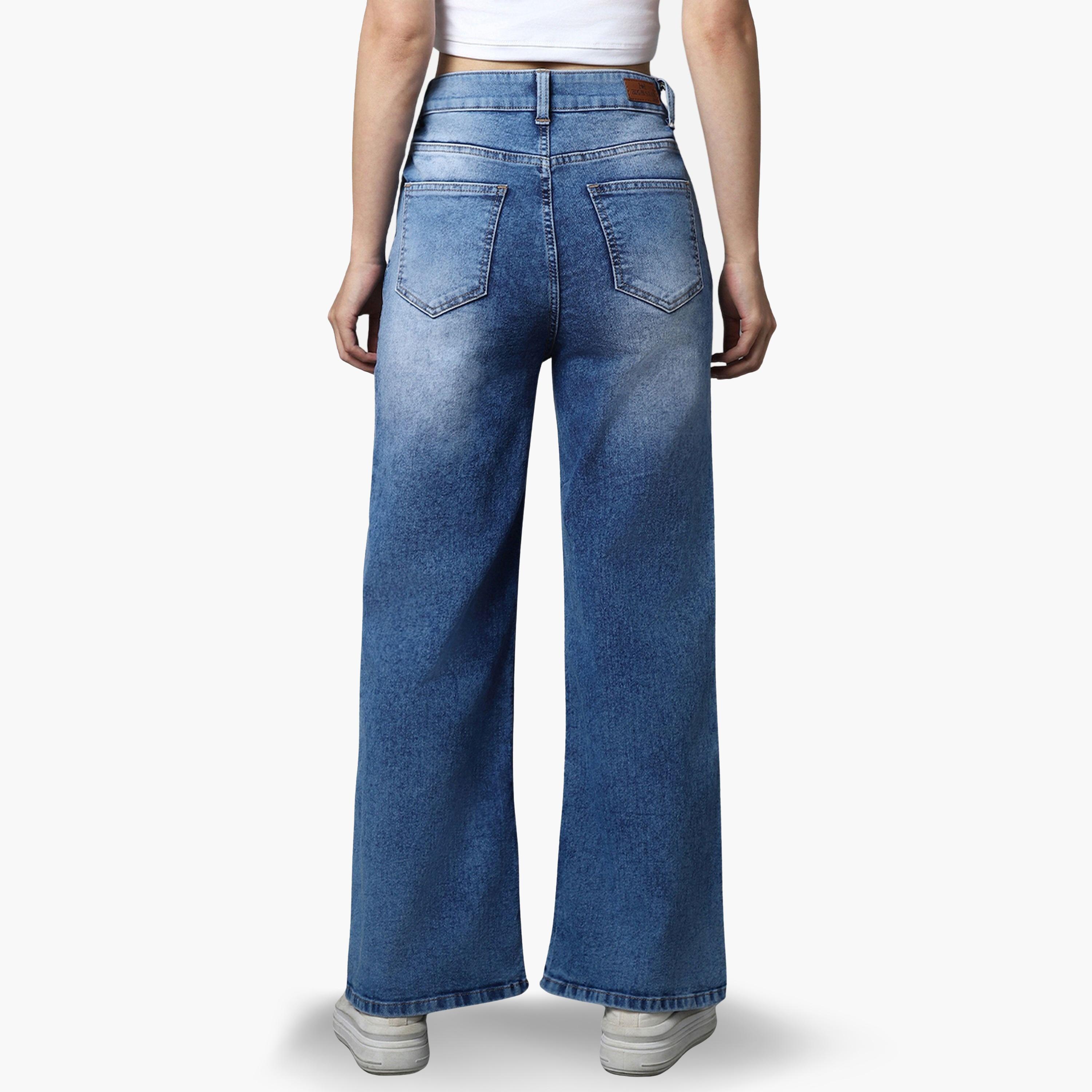 هاي ستار - بنطال جينز نسائي لون أزرق واسع الساقين بخصر عالٍ-women-clothing-bottoms-jeans-image-4
