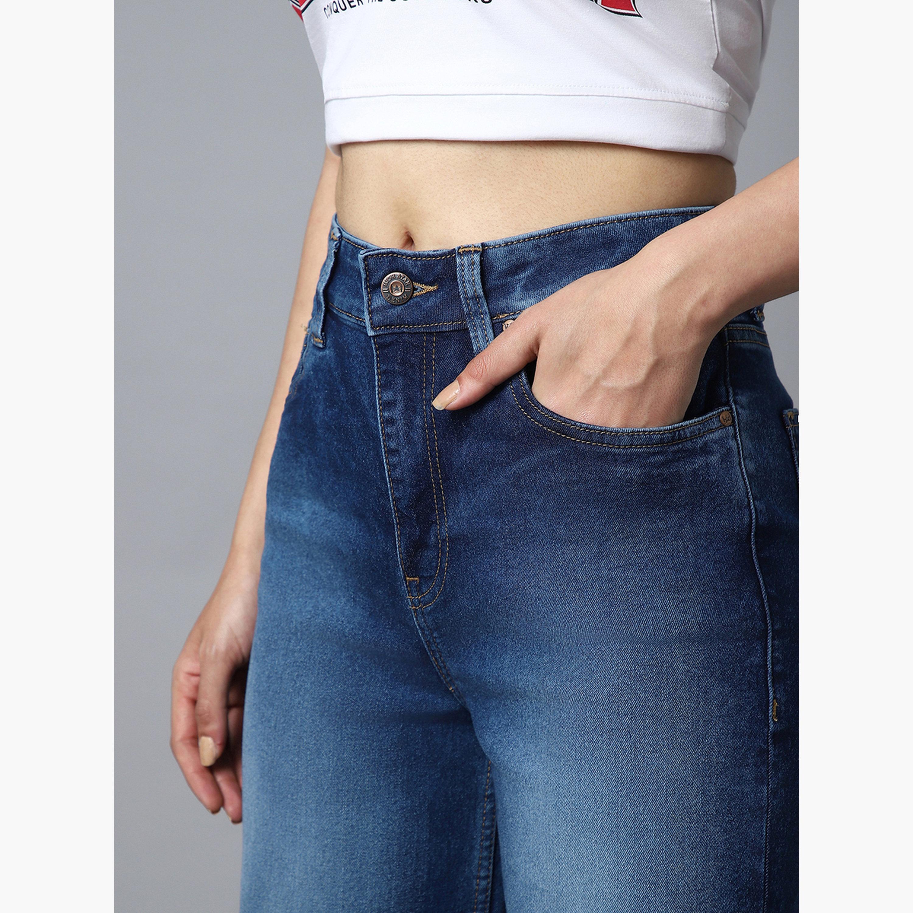 هاي ستار - بنطال جينز قطني باهت اللون ذو خصر مرتفع وساق واسعة-women-clothing-bottoms-jeans-image-6