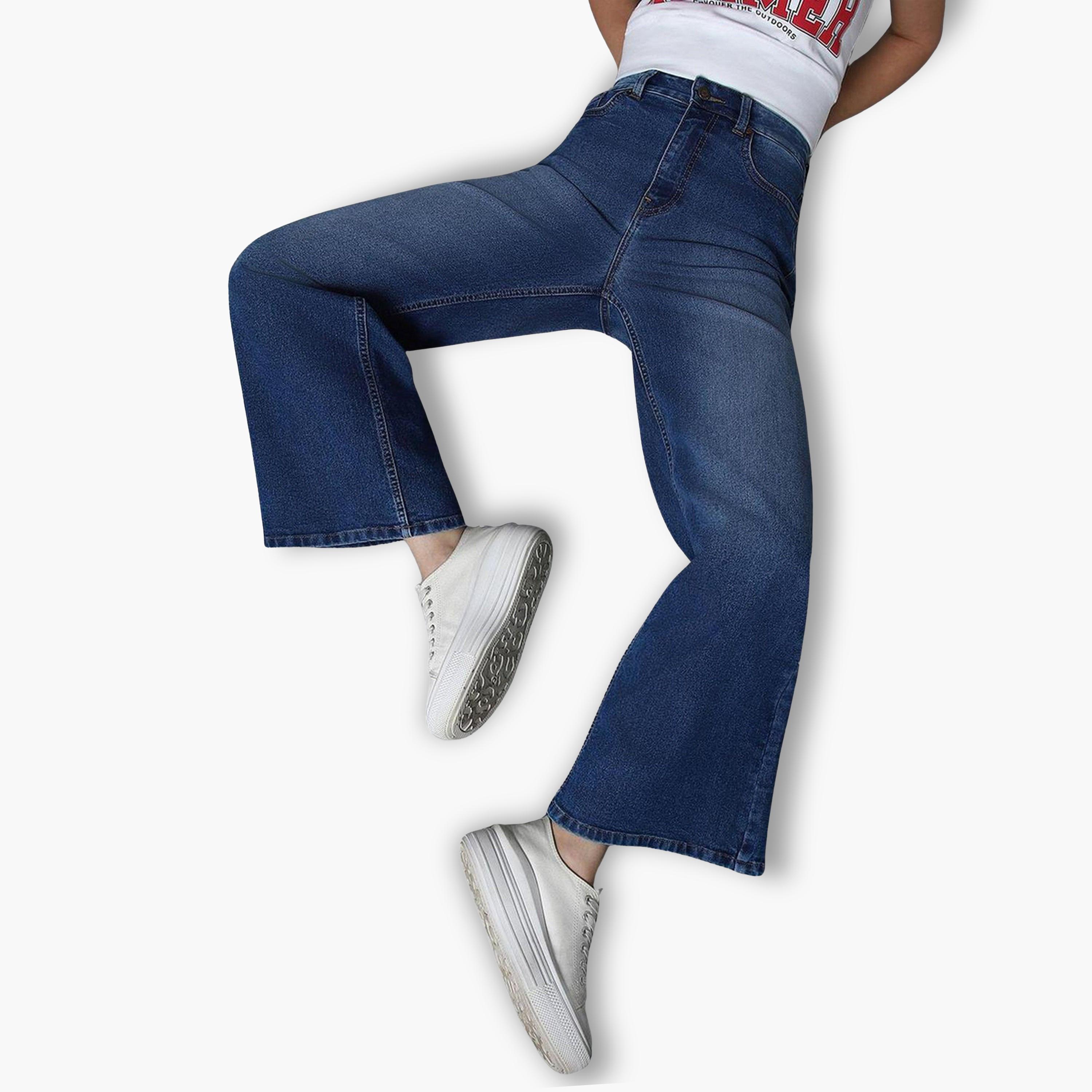 جينز بأرجل واسعة بخصر مرتفع قابل للتمدد-women-clothing-bottoms-jeans-image-2