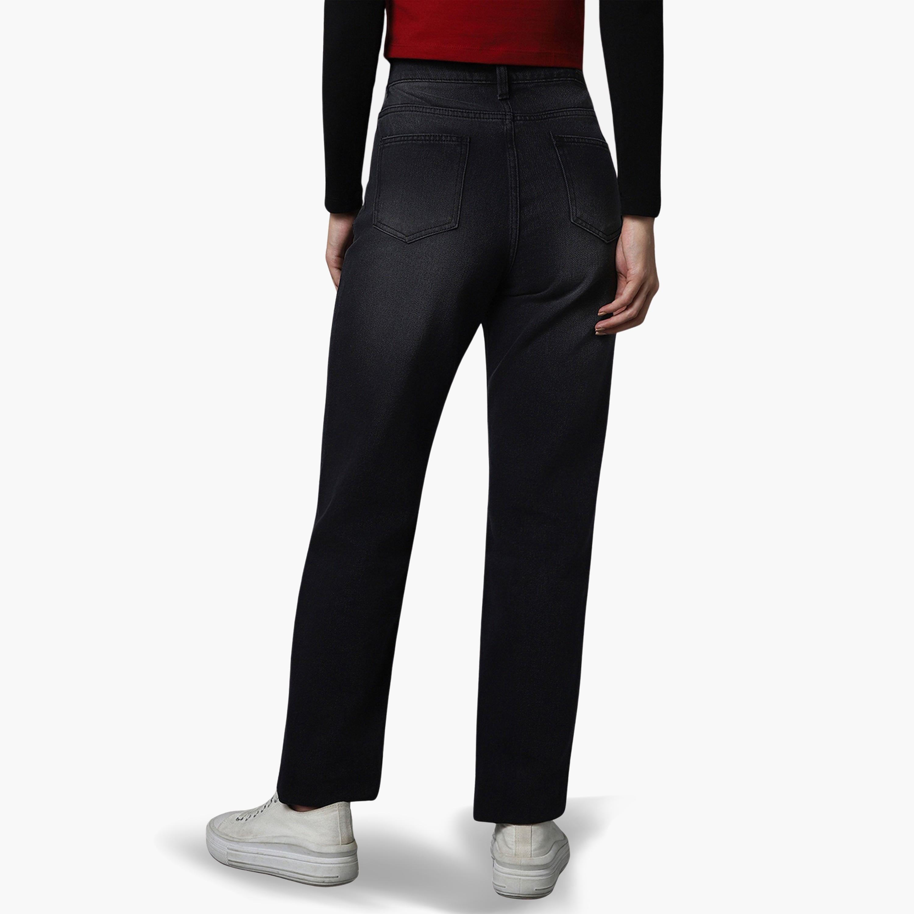 High Star Women Black High-Rise Straight Leg Jeans-women-clothing-bottoms-jeans-image-4