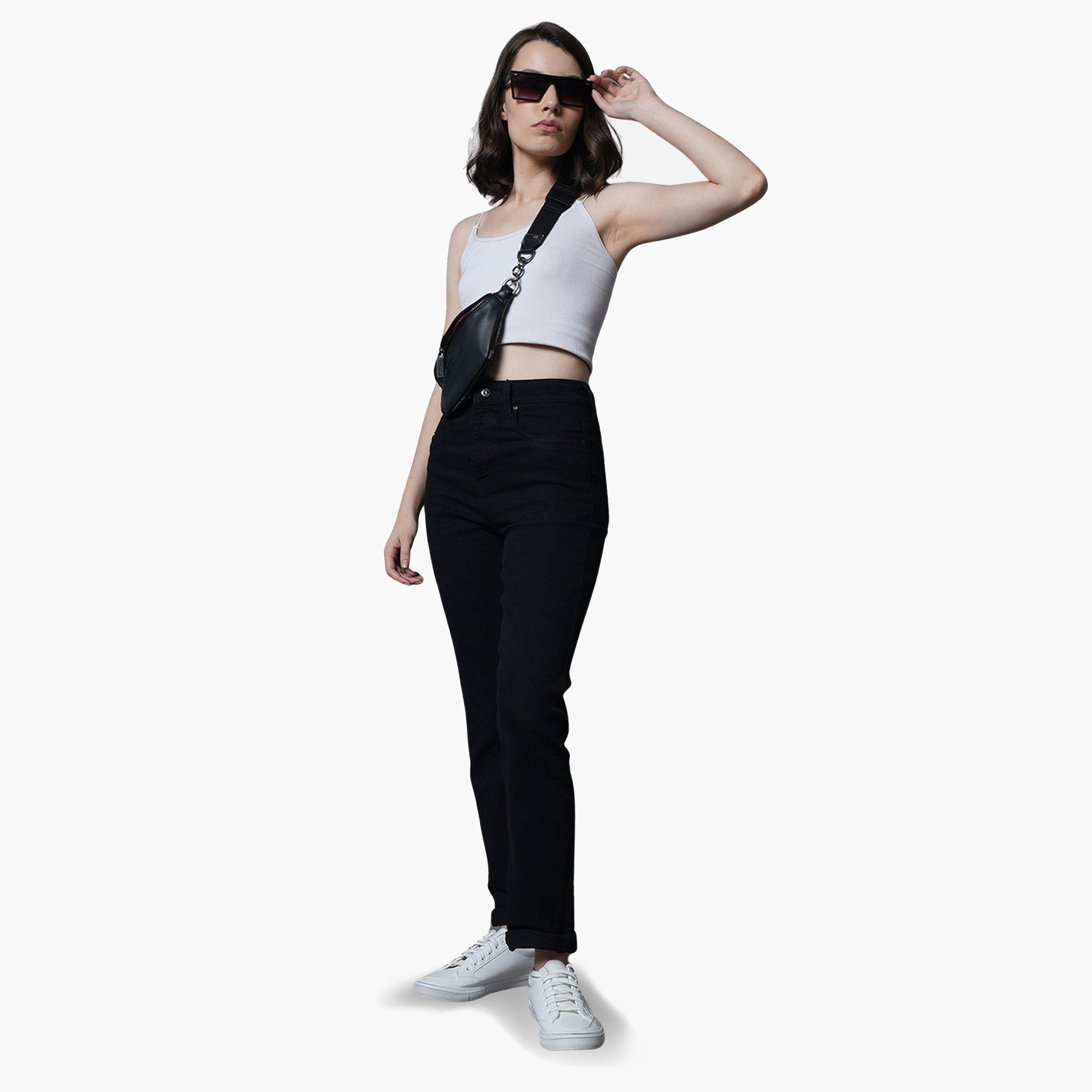 هاي ستار - بنطال جينز لون أسود نسائي بخصر عالٍ وقصة مستقيمة-women-clothing-bottoms-jeans-image-2