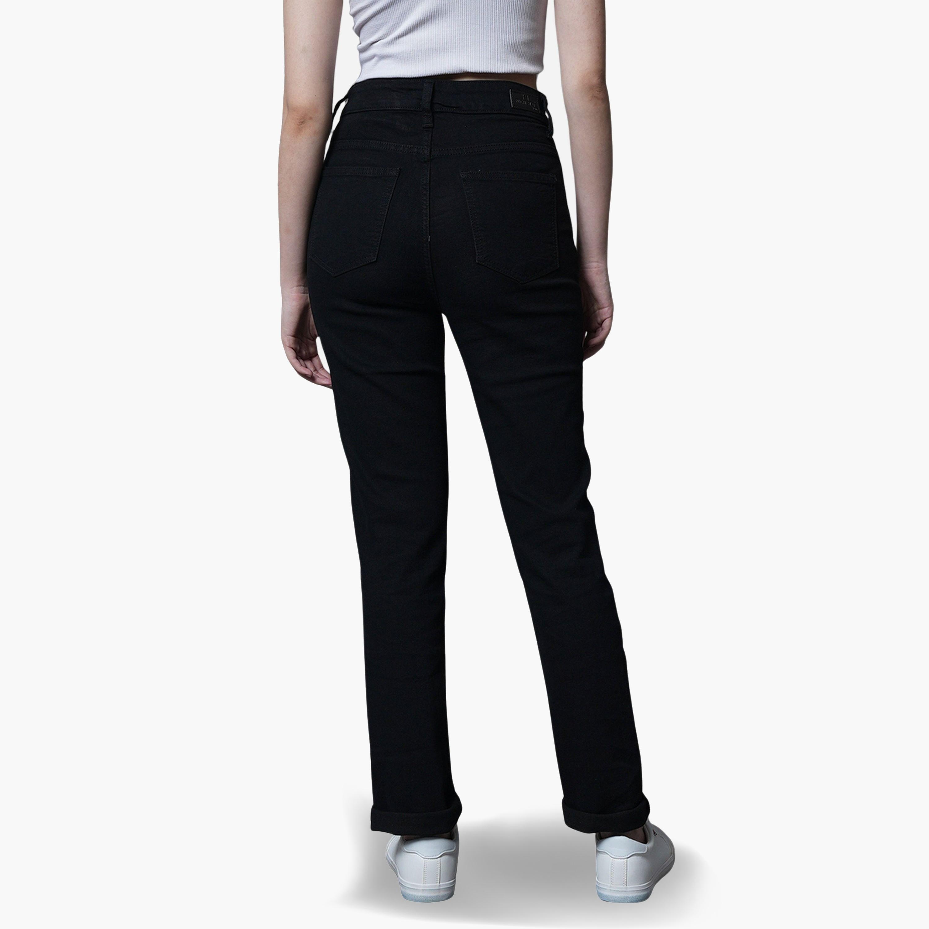 هاي ستار - بنطال جينز لون أسود نسائي بخصر عالٍ وقصة مستقيمة-women-clothing-bottoms-jeans-image-3