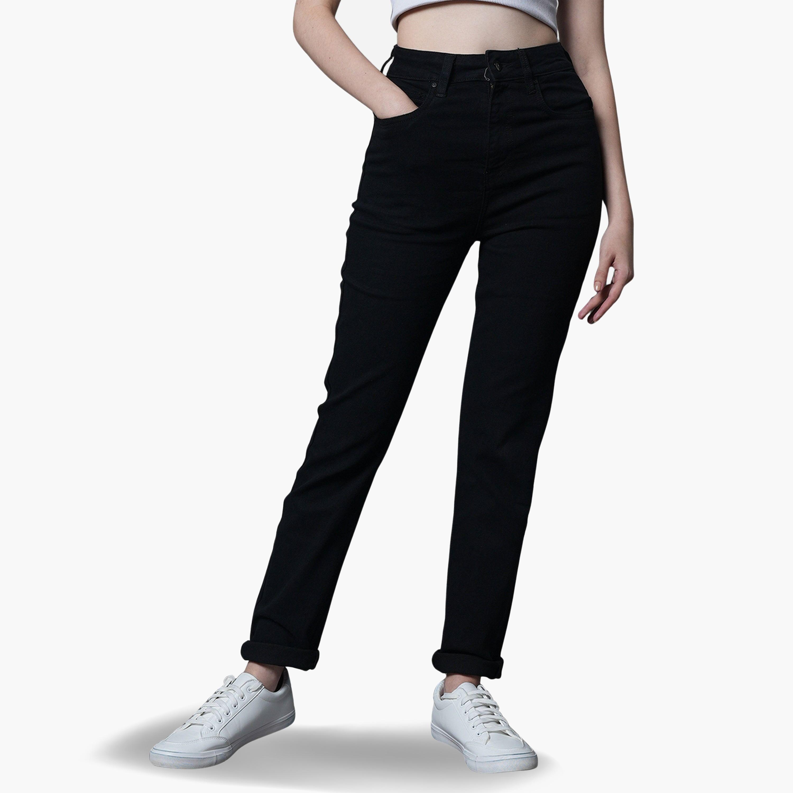 هاي ستار - بنطال جينز لون أسود نسائي بخصر عالٍ وقصة مستقيمة-women-clothing-bottoms-jeans-image-4