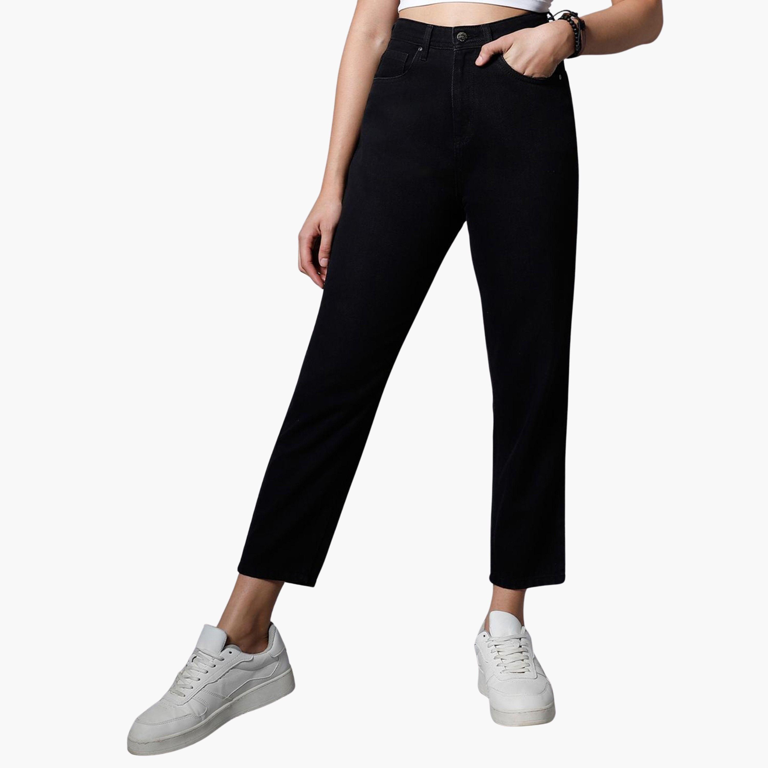 هاي ستار - بنطال جينز أسود بخصر عالٍ وتصميم نحيف-women-clothing-bottoms-jeans-image-1