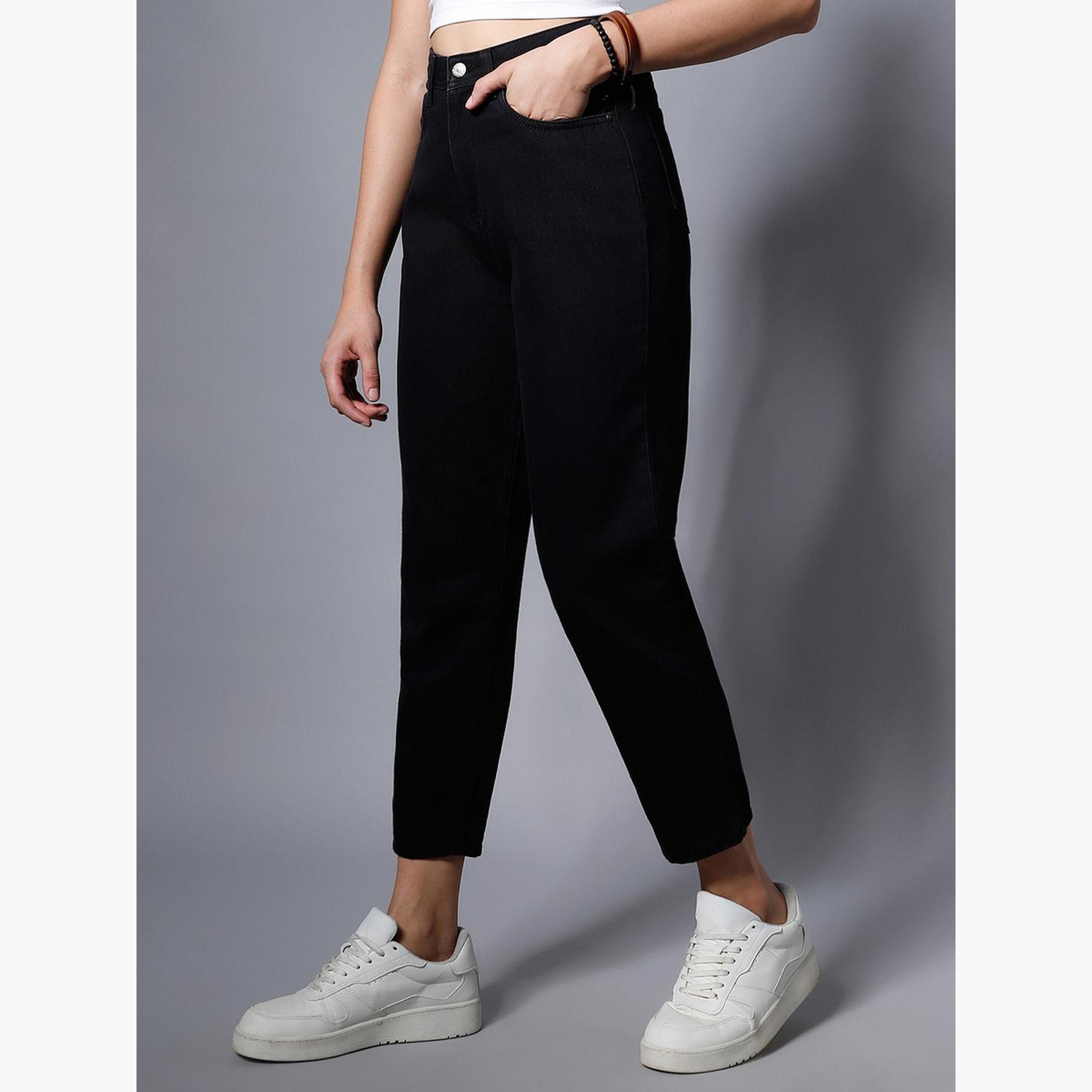 هاي ستار - بنطال جينز أسود بخصر عالٍ وتصميم نحيف-women-clothing-bottoms-jeans-image-3