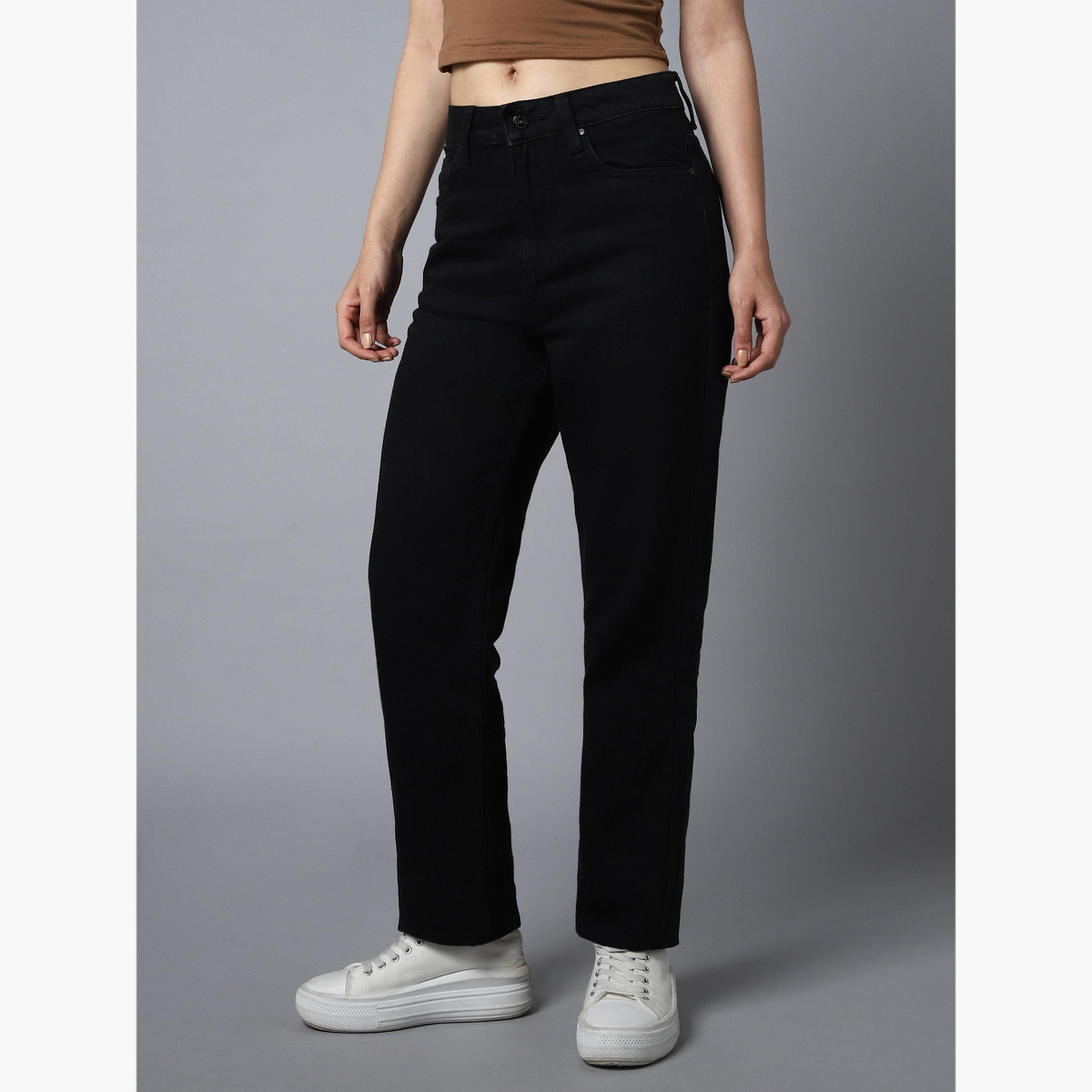 High Star Women Black High Rise Straight Fit Jeans-women-clothing-bottoms-jeans-image-4