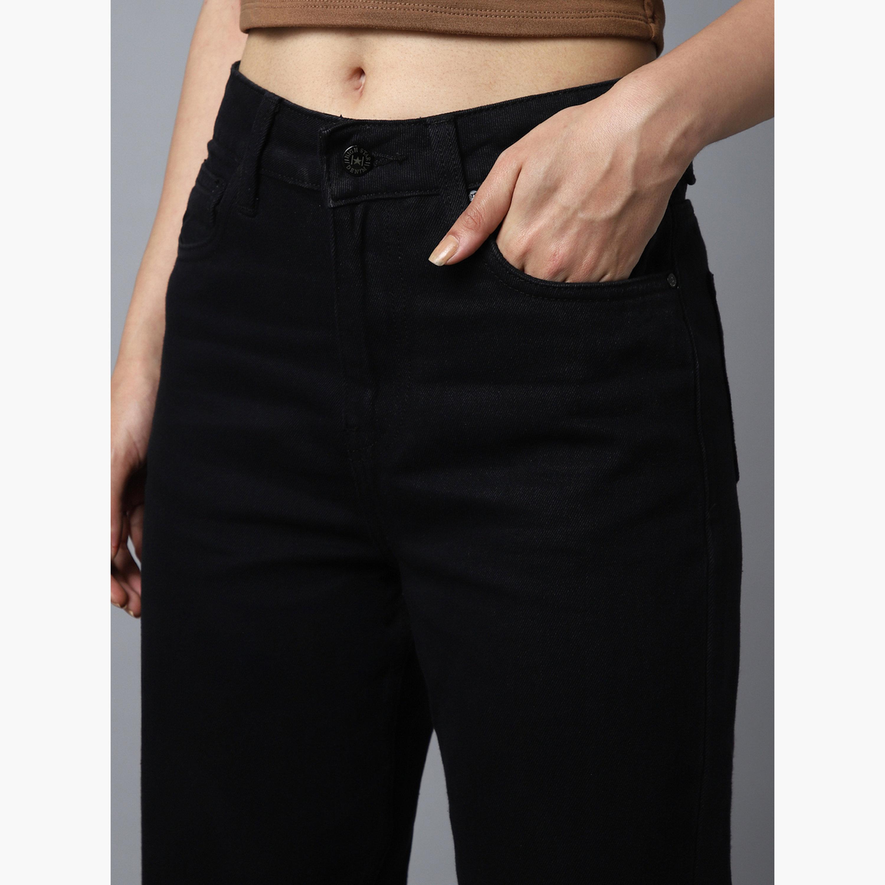 هاي ستار - بنطال جينز أسود بقصة مستقيمة وخصر مرتفع-women-clothing-bottoms-jeans-image-5