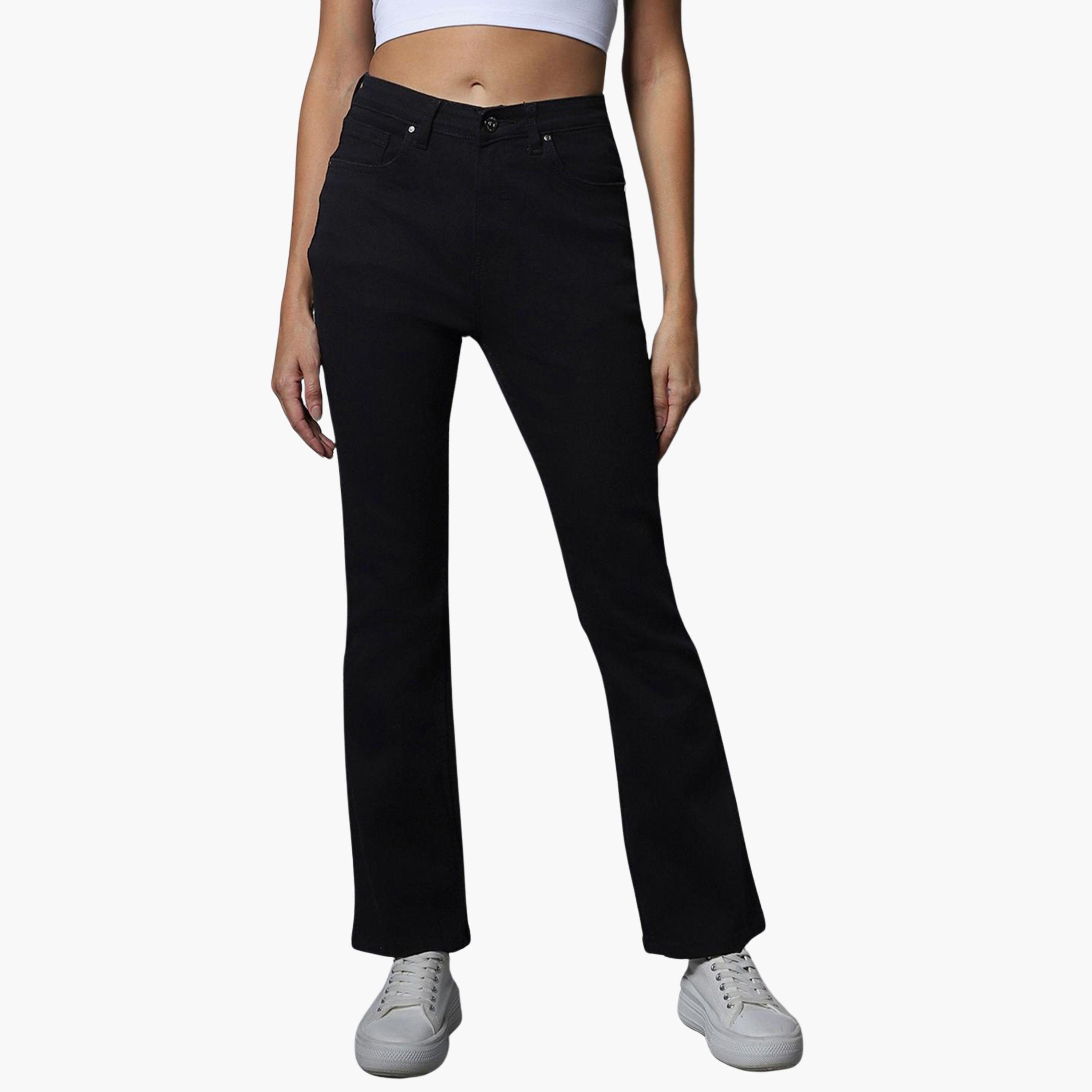هاي ستار - بنطال جينز عالي الخصر وواسع الساق بتصميم أنيق-women-clothing-bottoms-jeans-image-1
