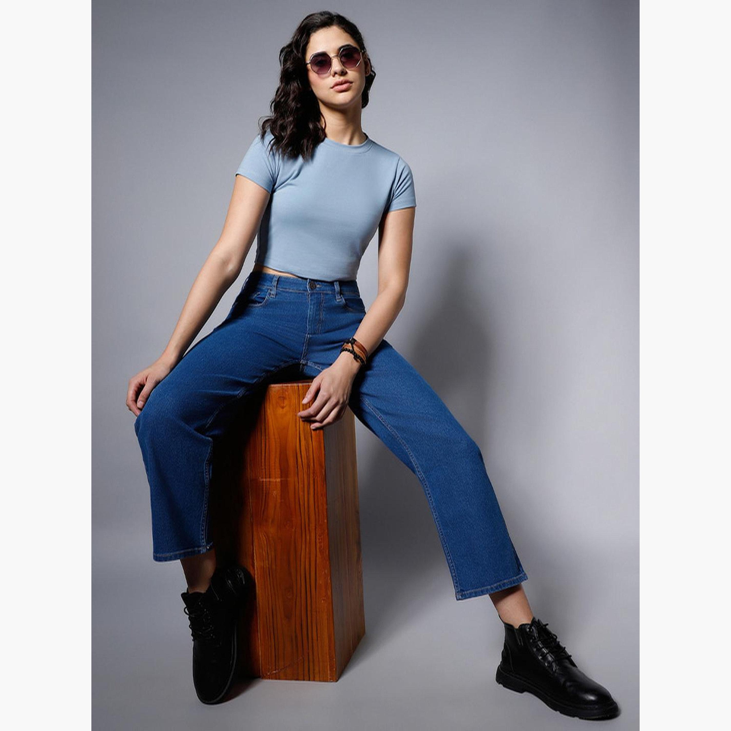 هاي ستار - بنطال جينز مطاطي خفيف الوزن بخصر مرتفع-women-clothing-bottoms-jeans-image-2