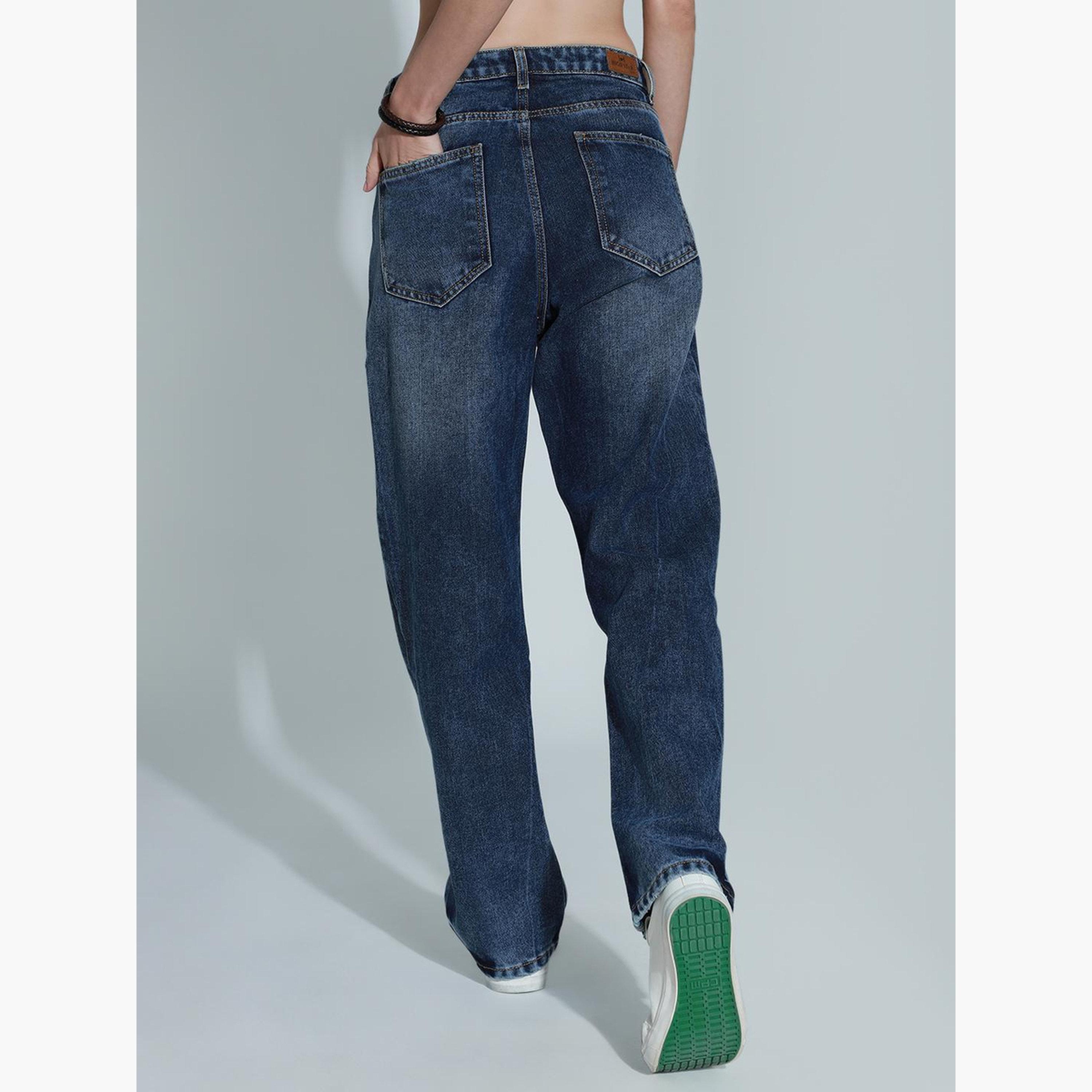 هاي ستار - بنطال جينز قطني بقصة مستقيمة وخصر مرتفع-women-clothing-bottoms-jeans-image-3