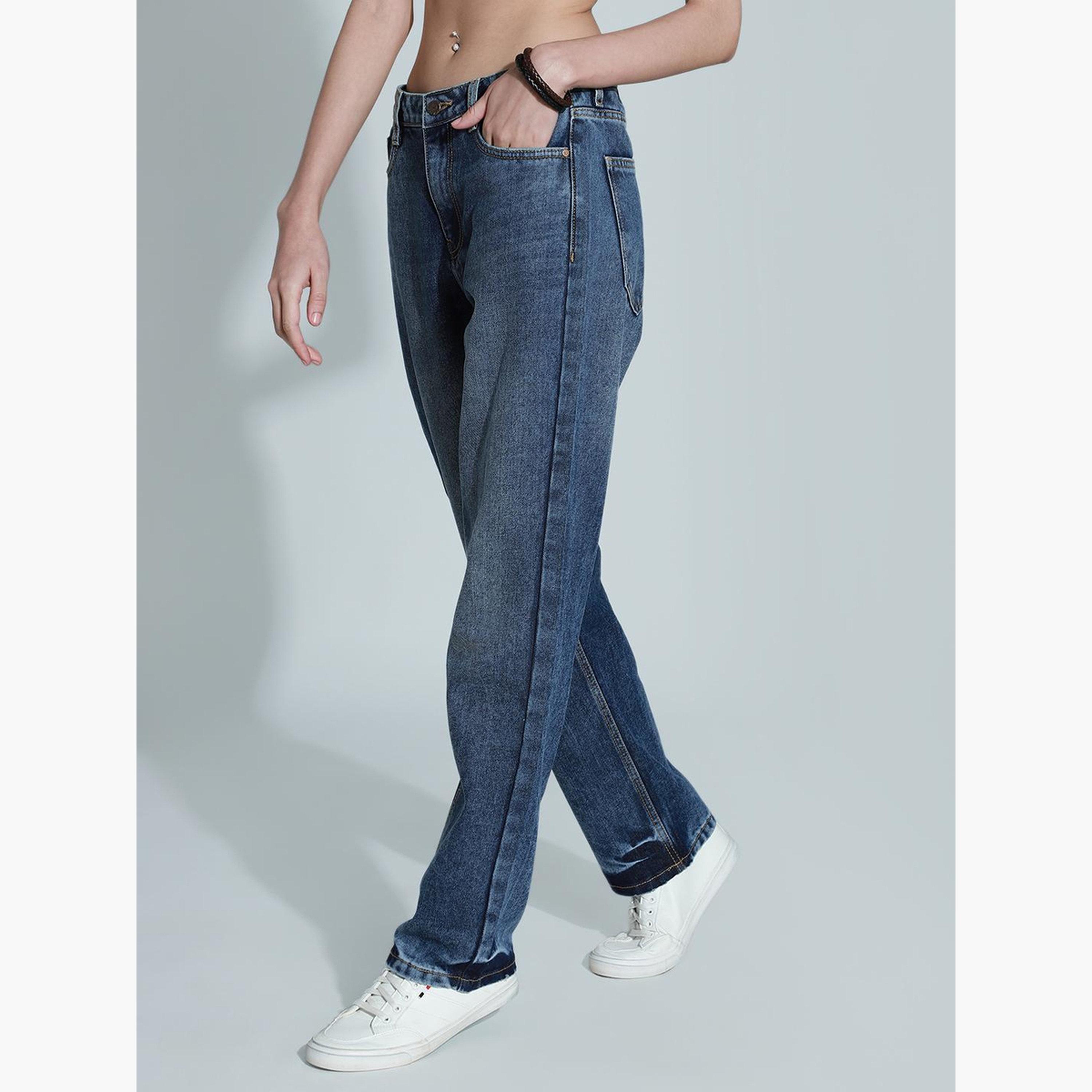 هاي ستار - بنطال جينز قطني بقصة مستقيمة وخصر مرتفع-women-clothing-bottoms-jeans-image-5