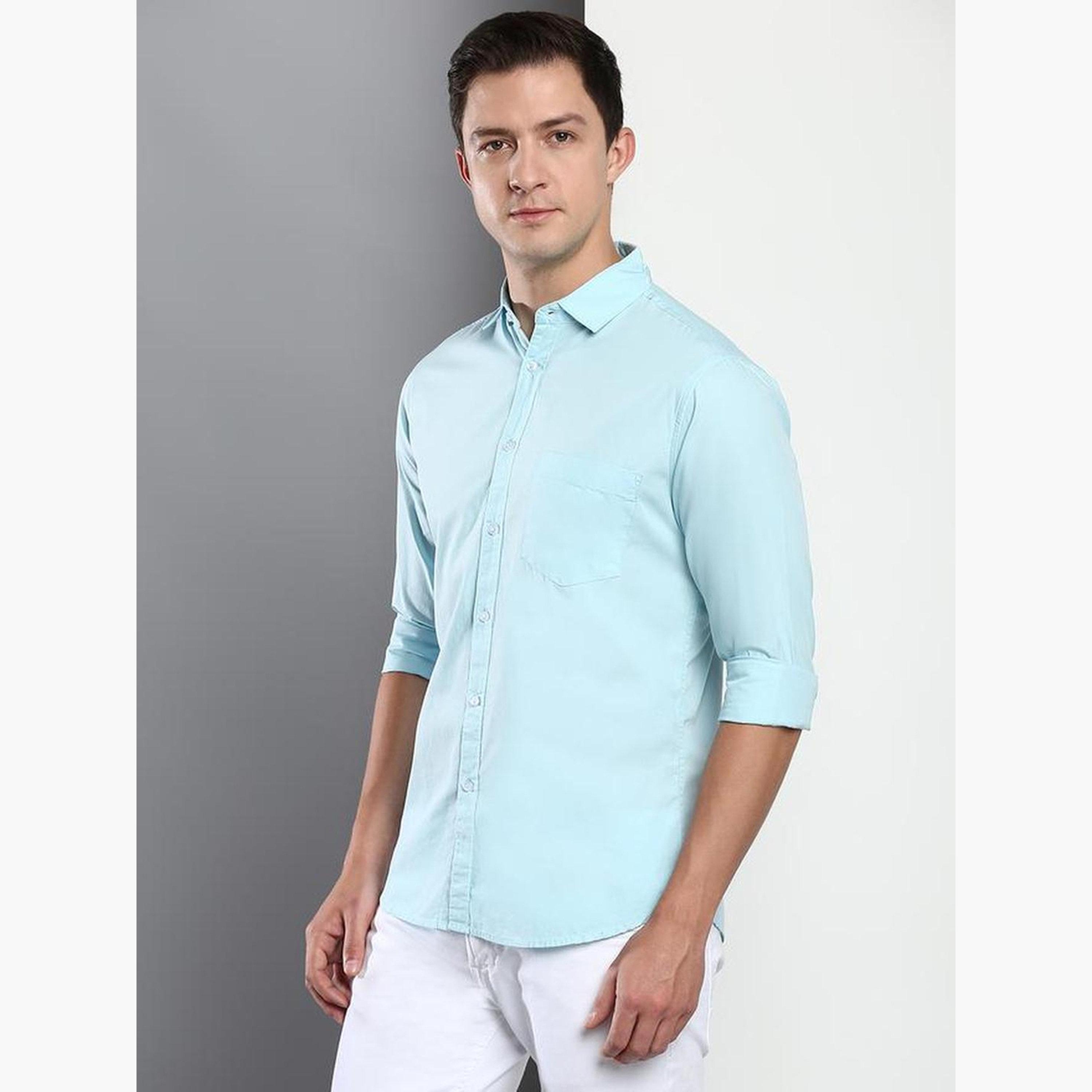 Dennis Lingo Men Slim Fit Pure Cotton Solid Casual Shirt-men-clothing-shirts-image-3