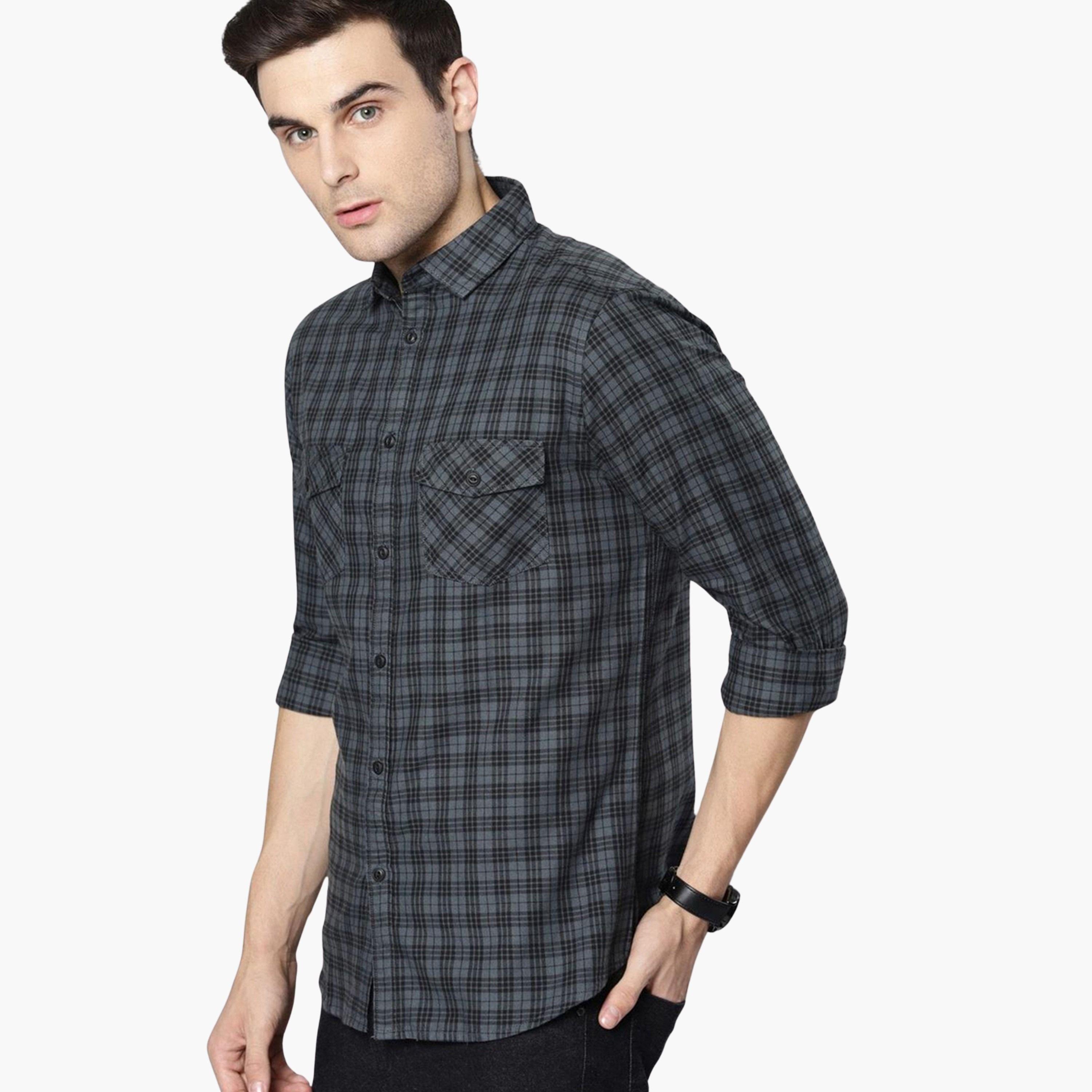 دينيس لينغو - قميص رجالي كاجوال منقوش تصميم نحيف-men-clothing-shirts-image-1