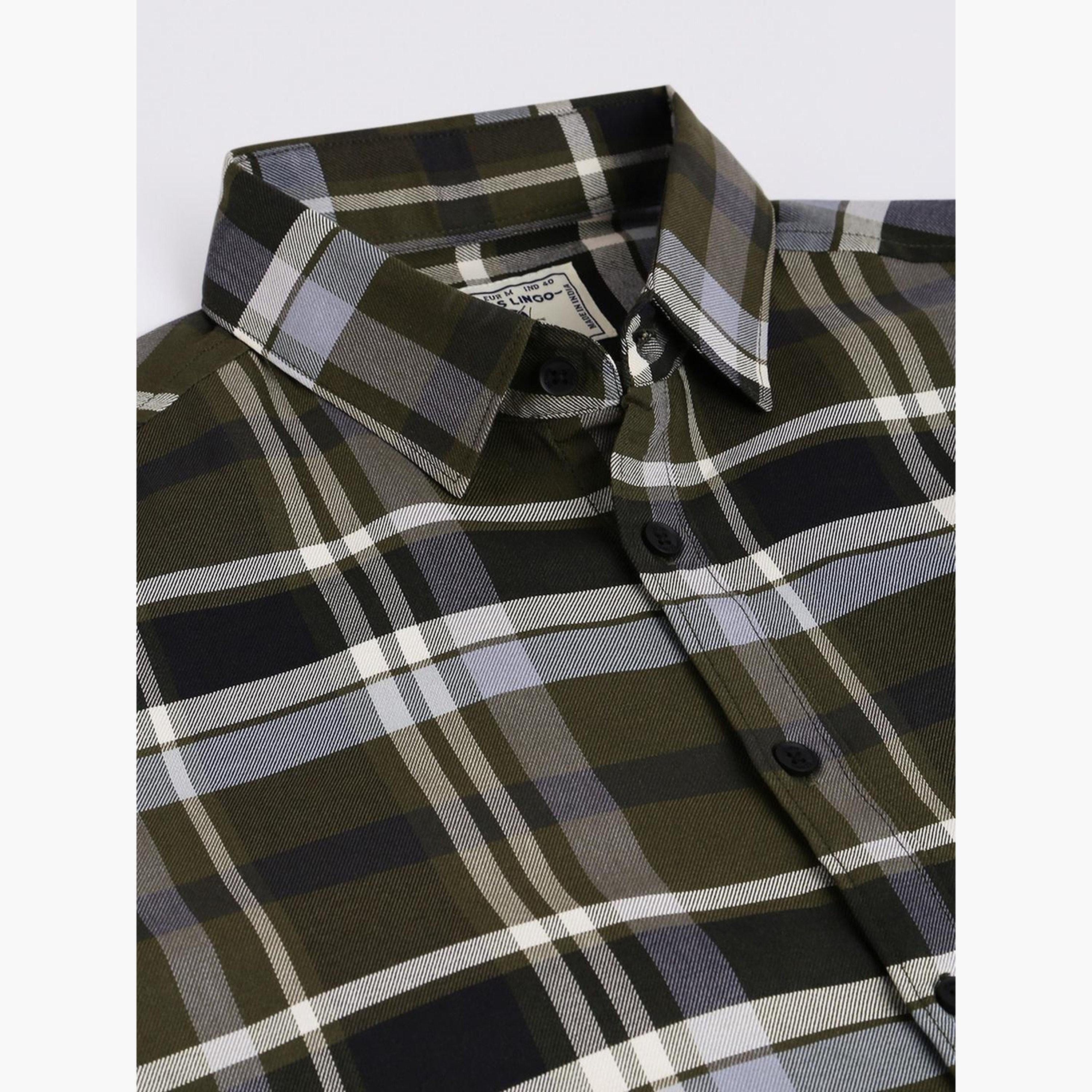 Dennis Lingo Men Slim Fit Tartan Checked Casual Shirt-men-clothing-shirts-image-3