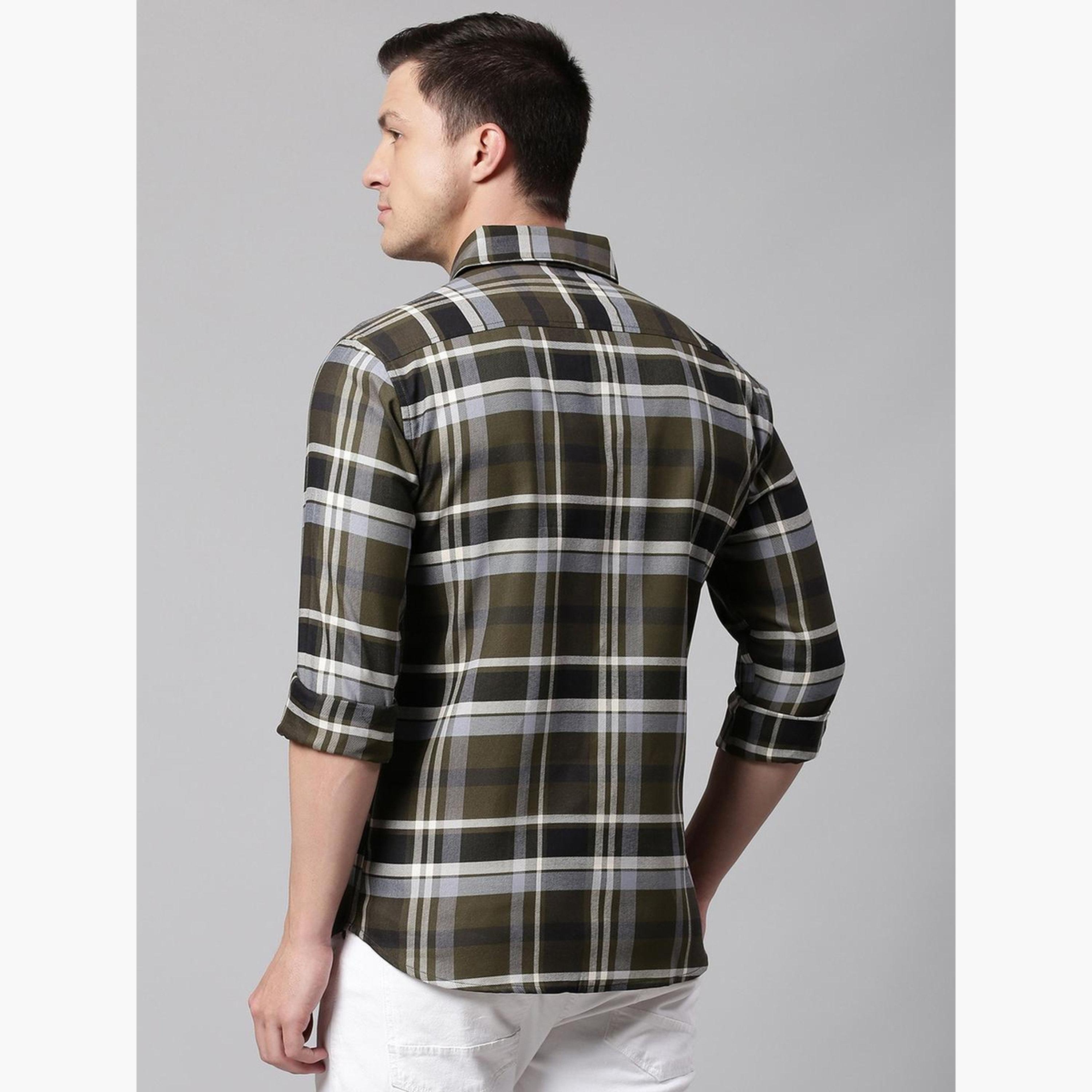 دينيس لينغو - قميص رجالي كاجوال منقوش بنقشة مربعات وتصميم نحيف-men-clothing-shirts-image-4