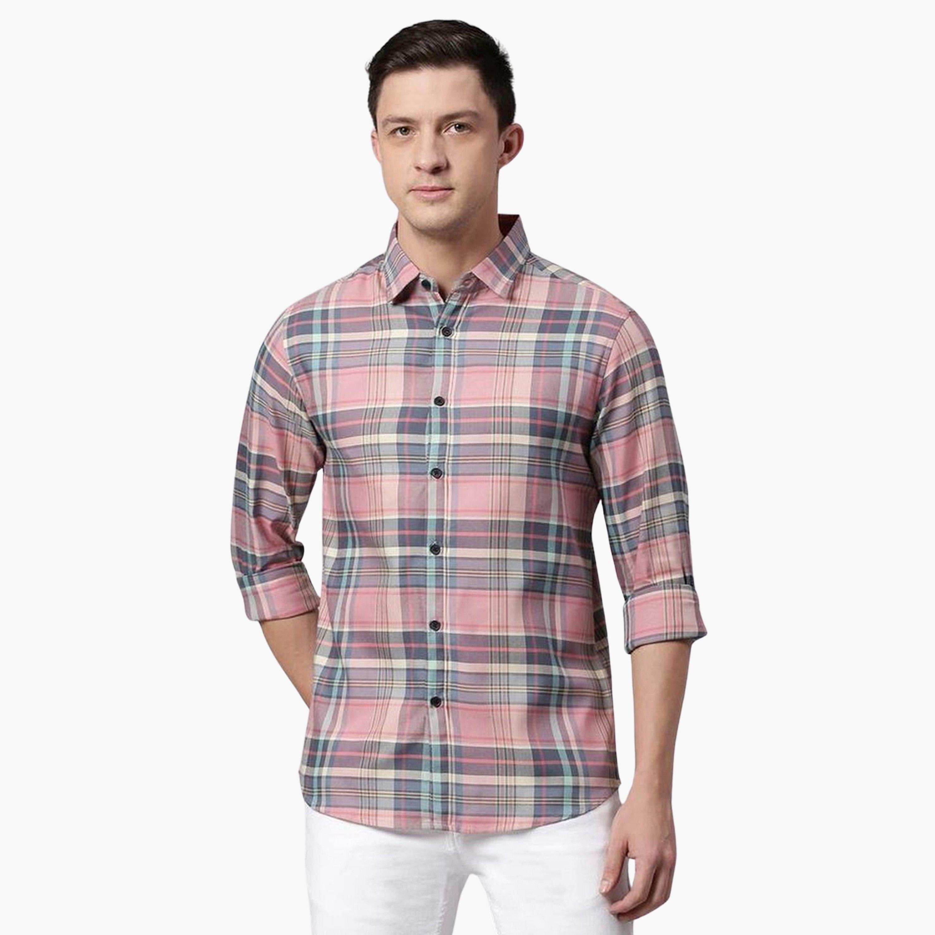 دينيس لينغو - قميص رجالي كاجوال منقوش بنقشة مربعات وتصميم نحيف-men-clothing-shirts-image-1