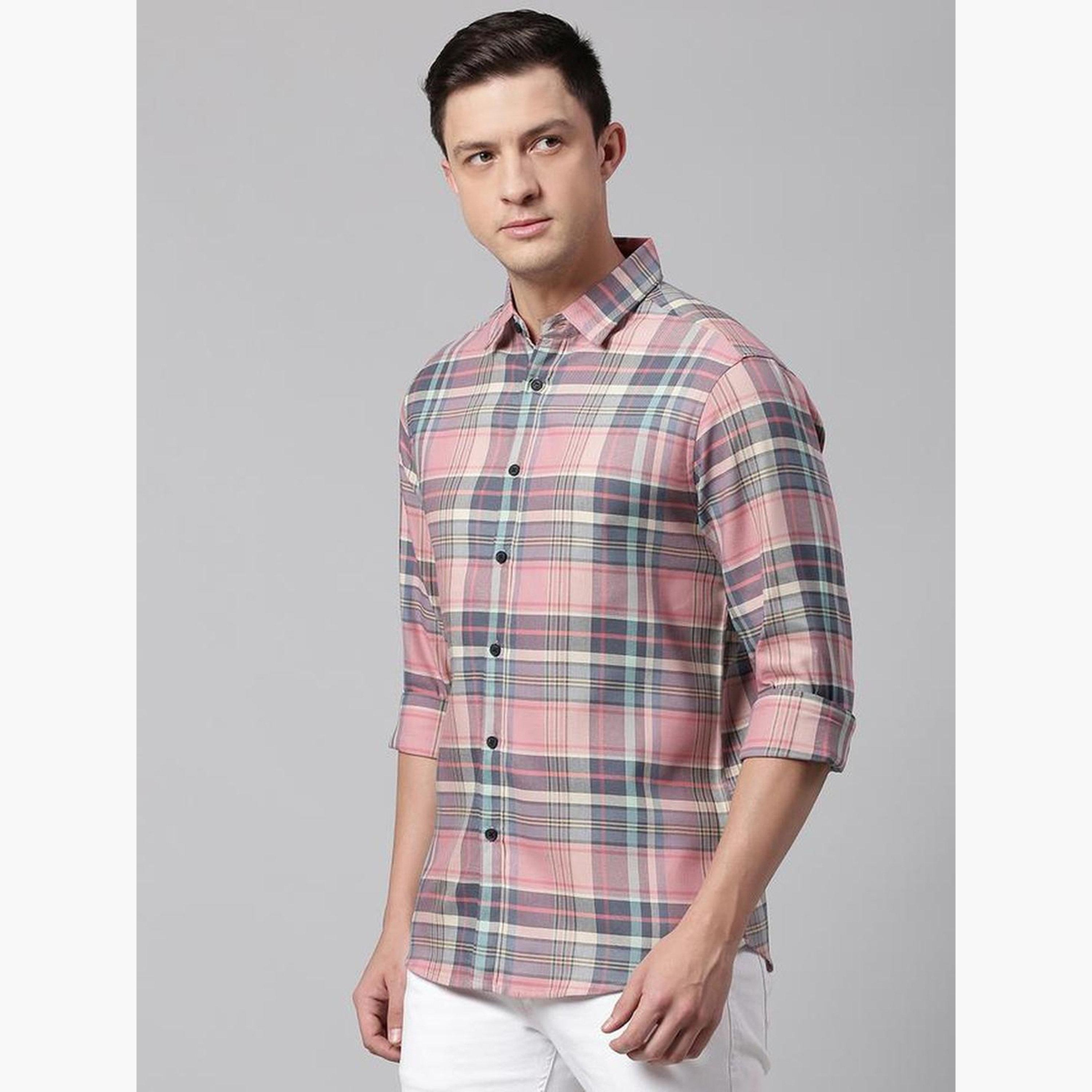 دينيس لينغو - قميص رجالي كاجوال منقوش بنقشة مربعات وتصميم نحيف-men-clothing-shirts-image-2