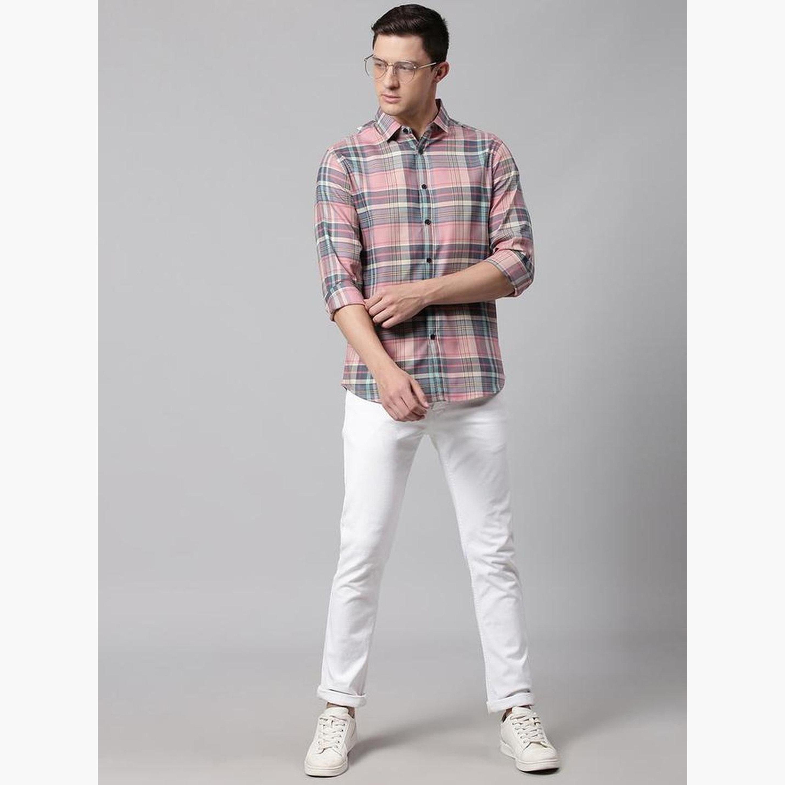 دينيس لينغو - قميص رجالي كاجوال منقوش بنقشة مربعات وتصميم نحيف-men-clothing-shirts-image-4