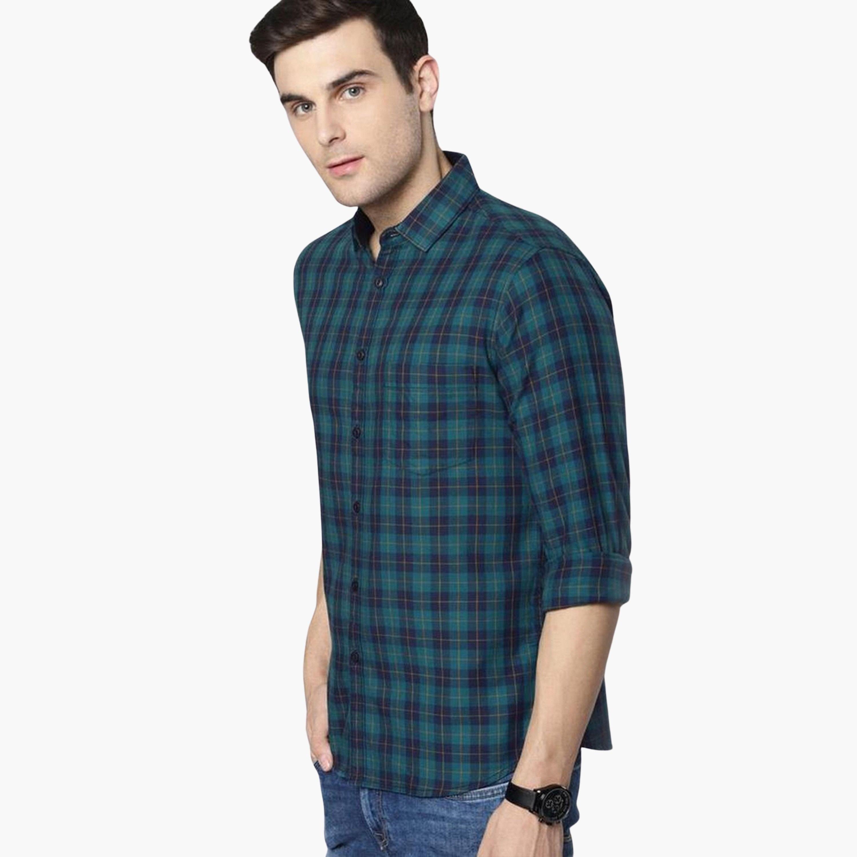 Dennis Lingo Men Slim Fit Checked Casual Shirt-men-clothing-shirts-image-1