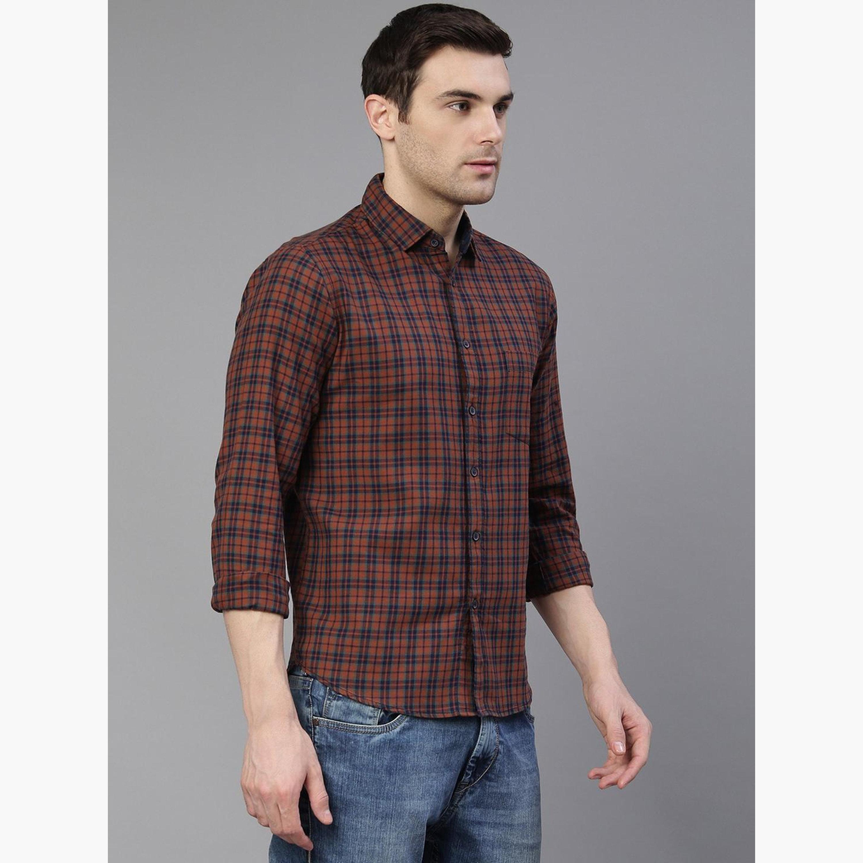 Dennis Lingo Men Slim Fit Checked Casual Shirt-men-clothing-shirts-image-4
