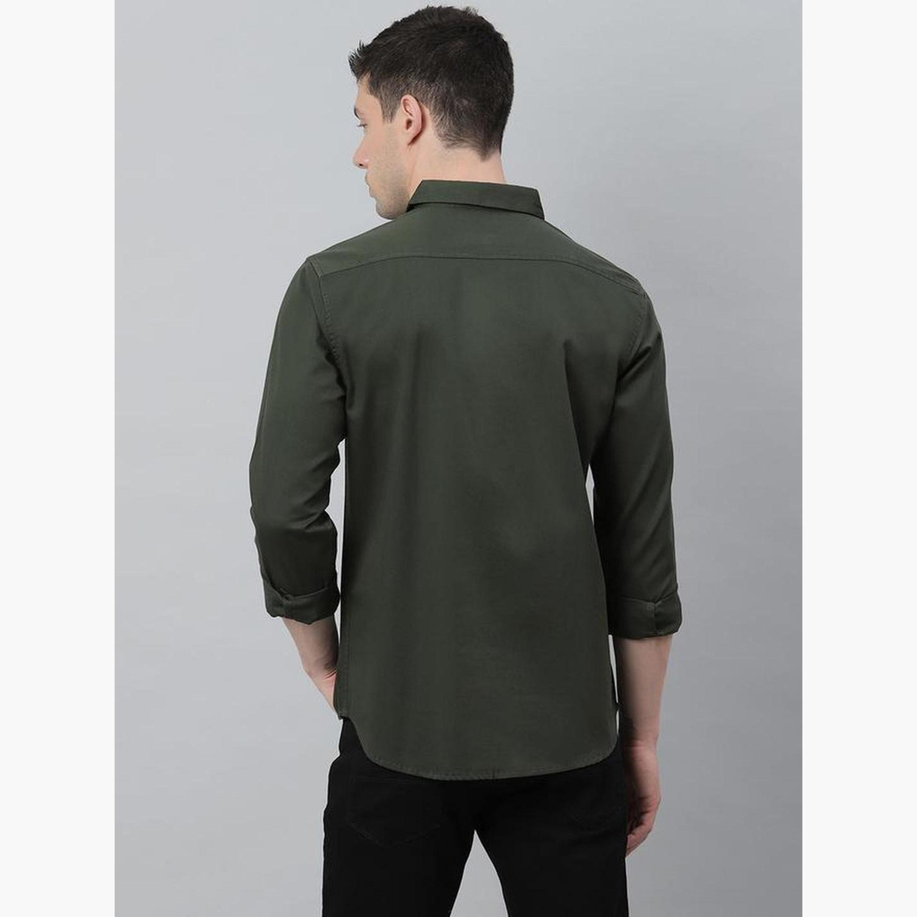 دينيس لينغو - قميص رجالي كاجوال قطني بقصّة سليمة لون زيتوني-men-clothing-shirts-image-6