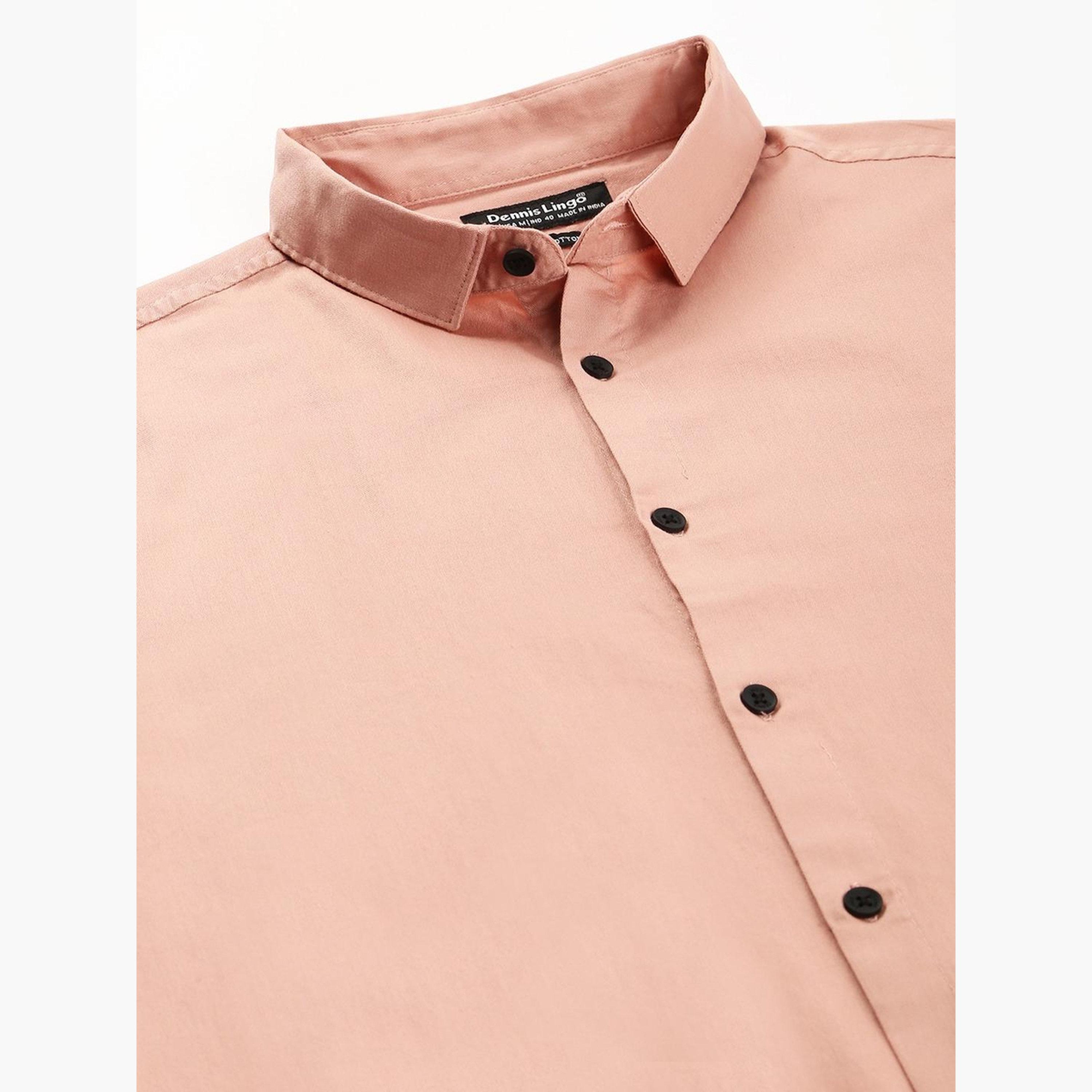 Dennis Lingo Men Peach Slim Fit Casual Shirt-men-clothing-shirts-image-2