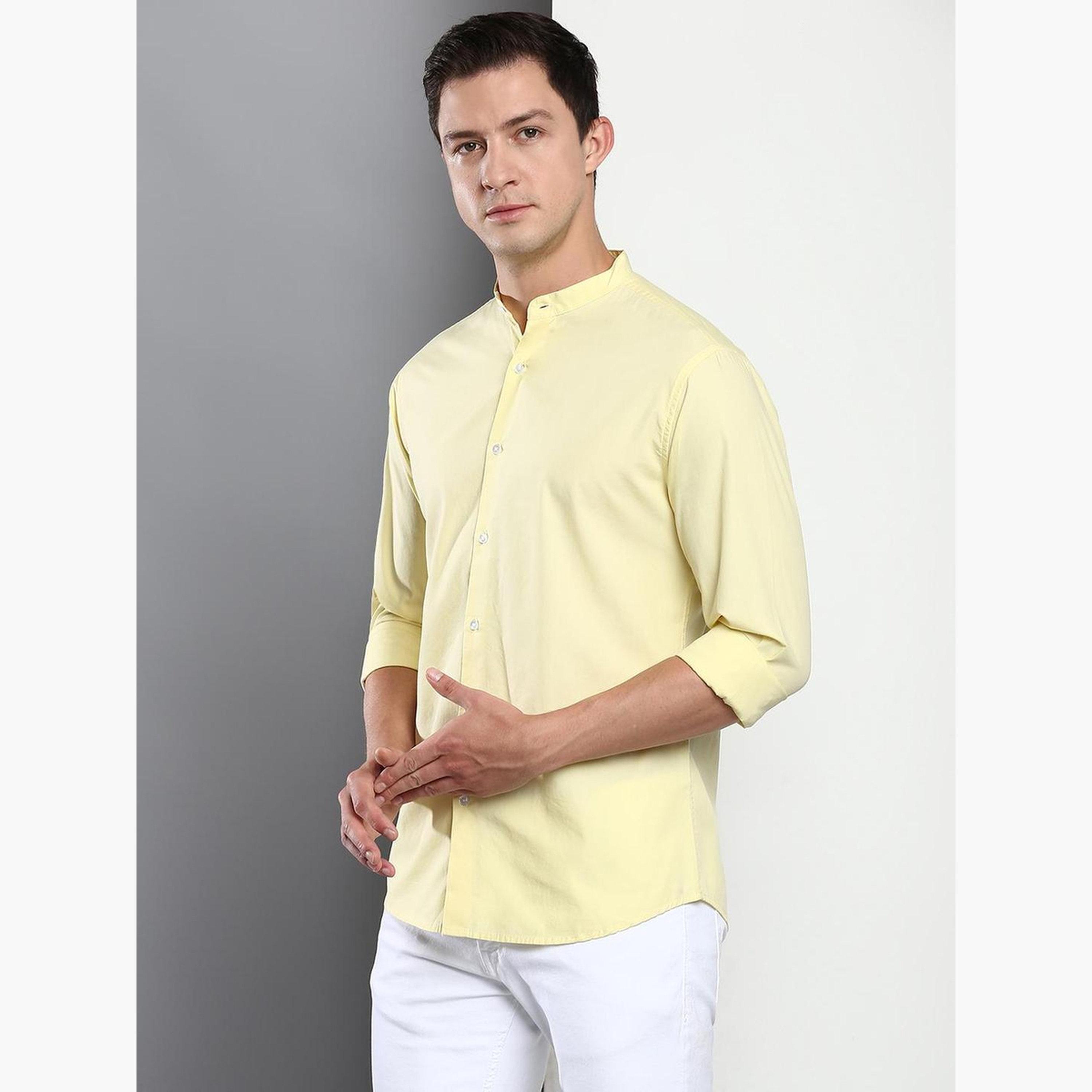 دينيس لينغو - قميص رجالي أصفر مريح بقصّة سليم كاجوال-men-clothing-shirts-image-2