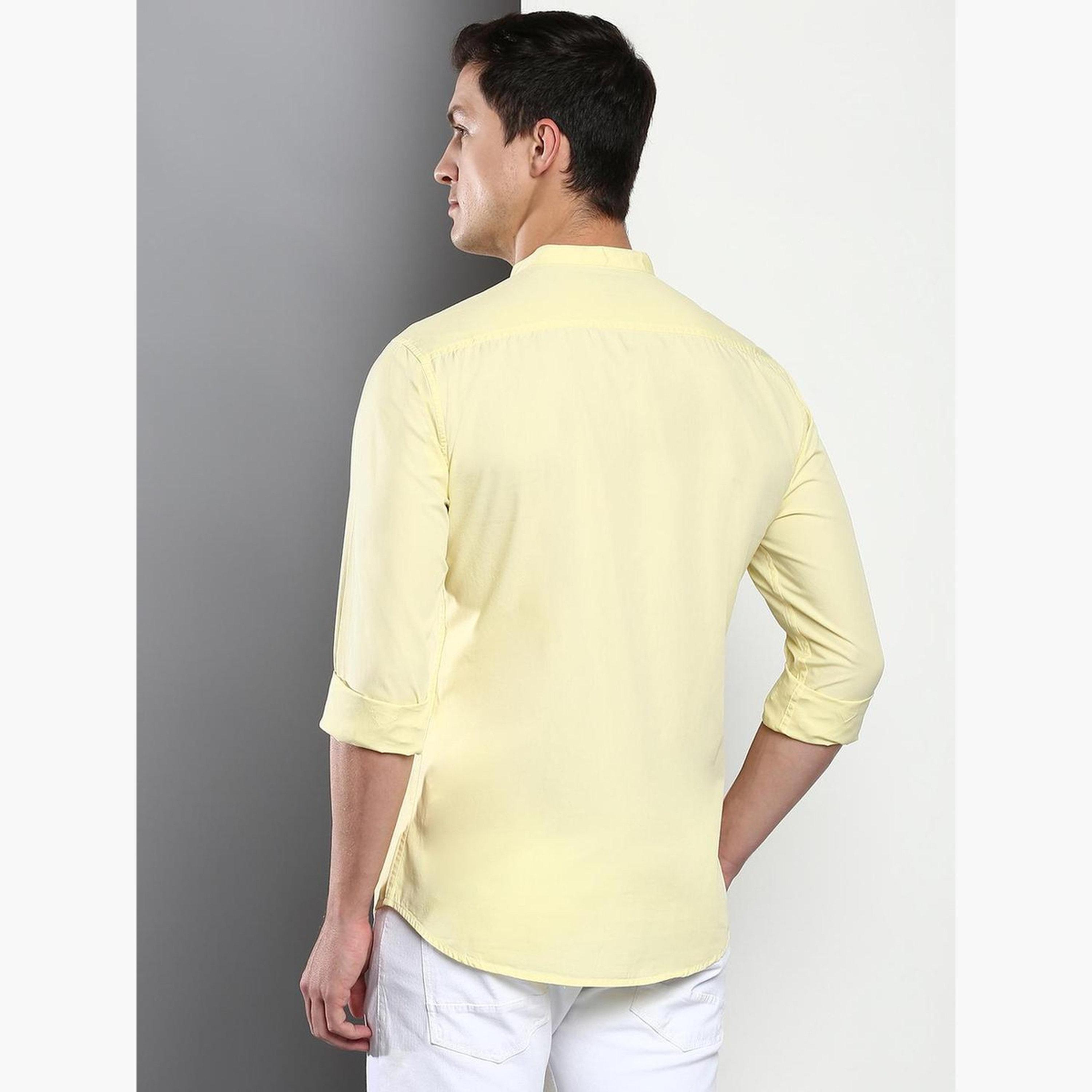 Dennis Lingo Men Yellow Comfort Slim Fit Casual Shirt-men-clothing-shirts-image-3