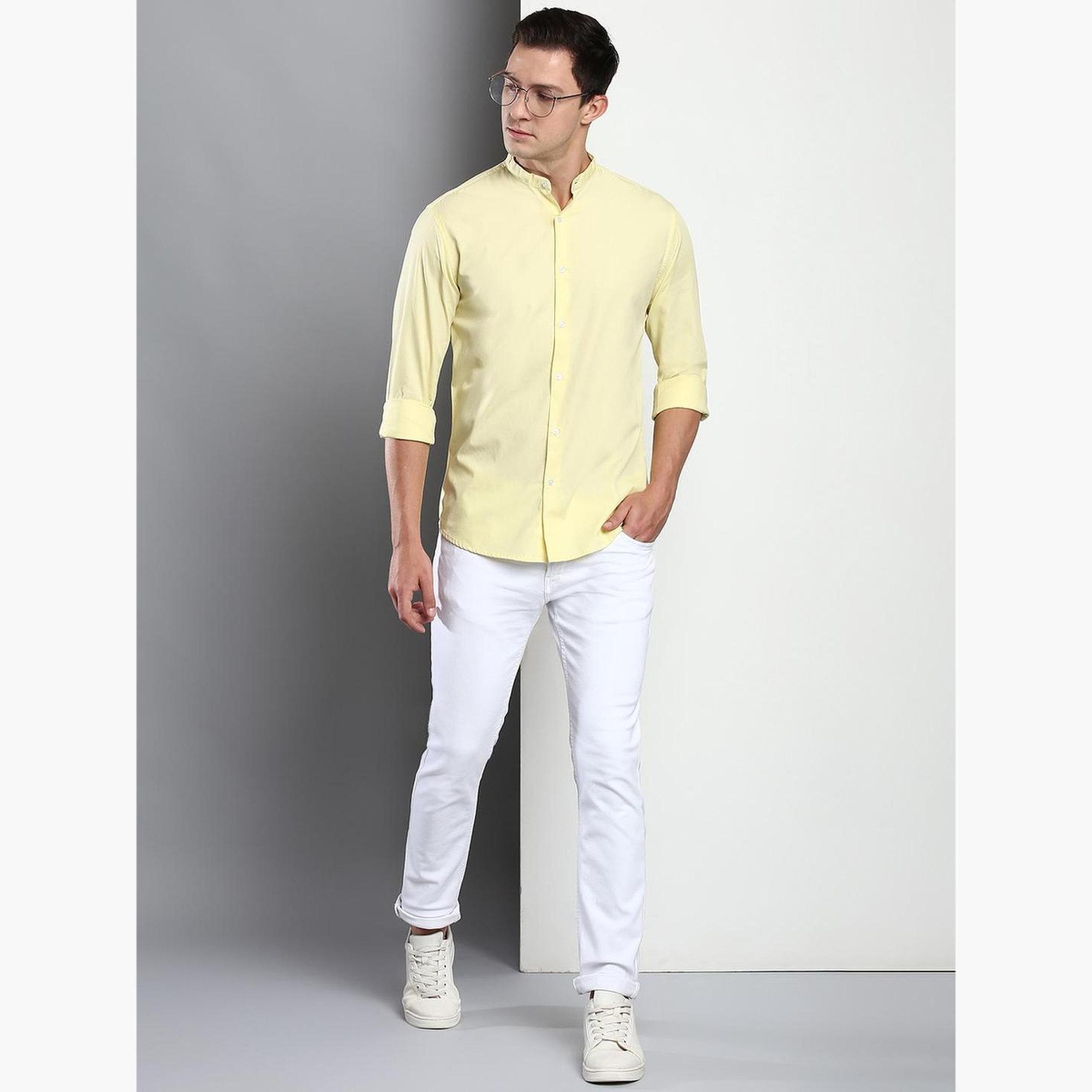 دينيس لينغو - قميص رجالي أصفر مريح بقصّة سليم كاجوال-men-clothing-shirts-image-4