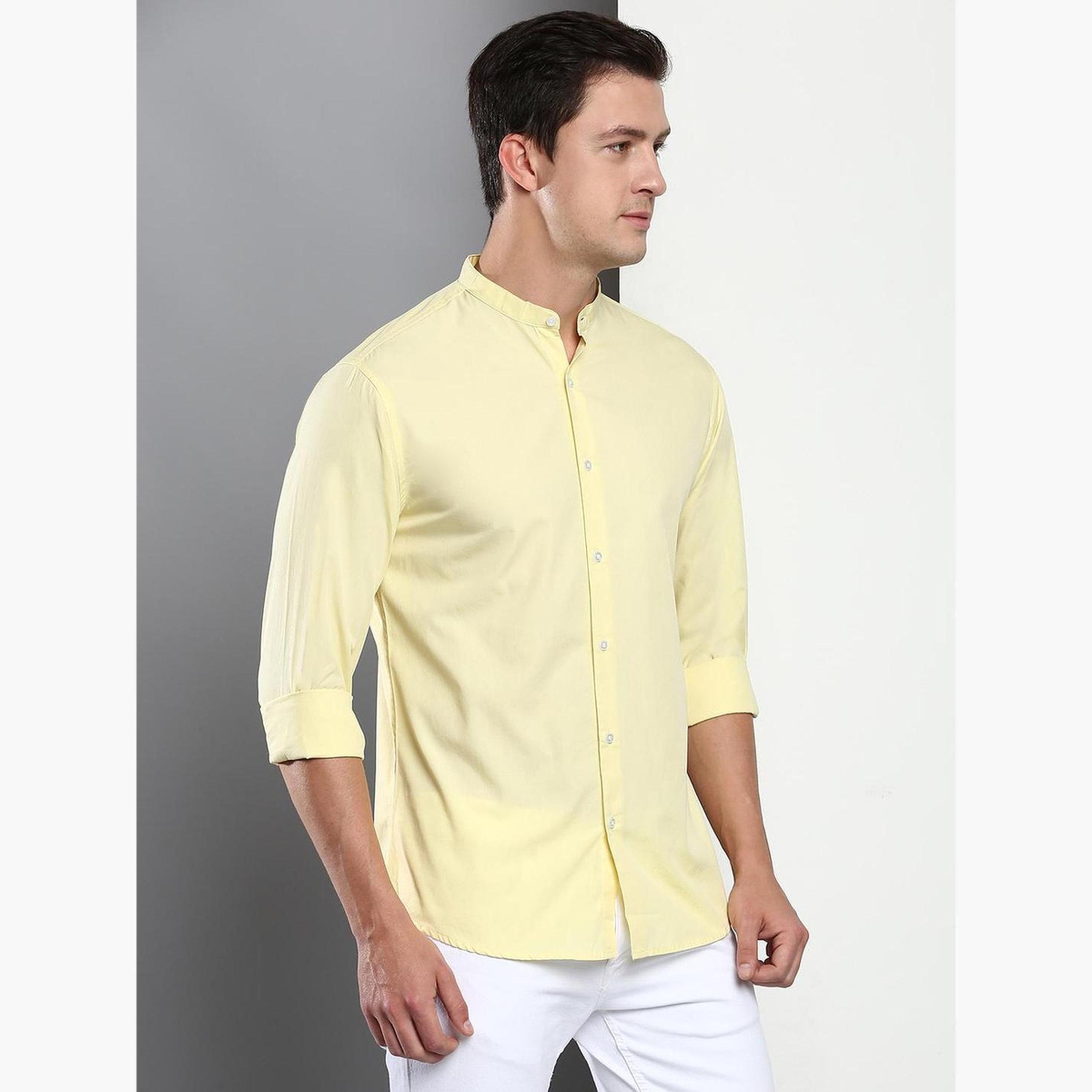 Dennis Lingo Men Yellow Comfort Slim Fit Casual Shirt-men-clothing-shirts-image-5
