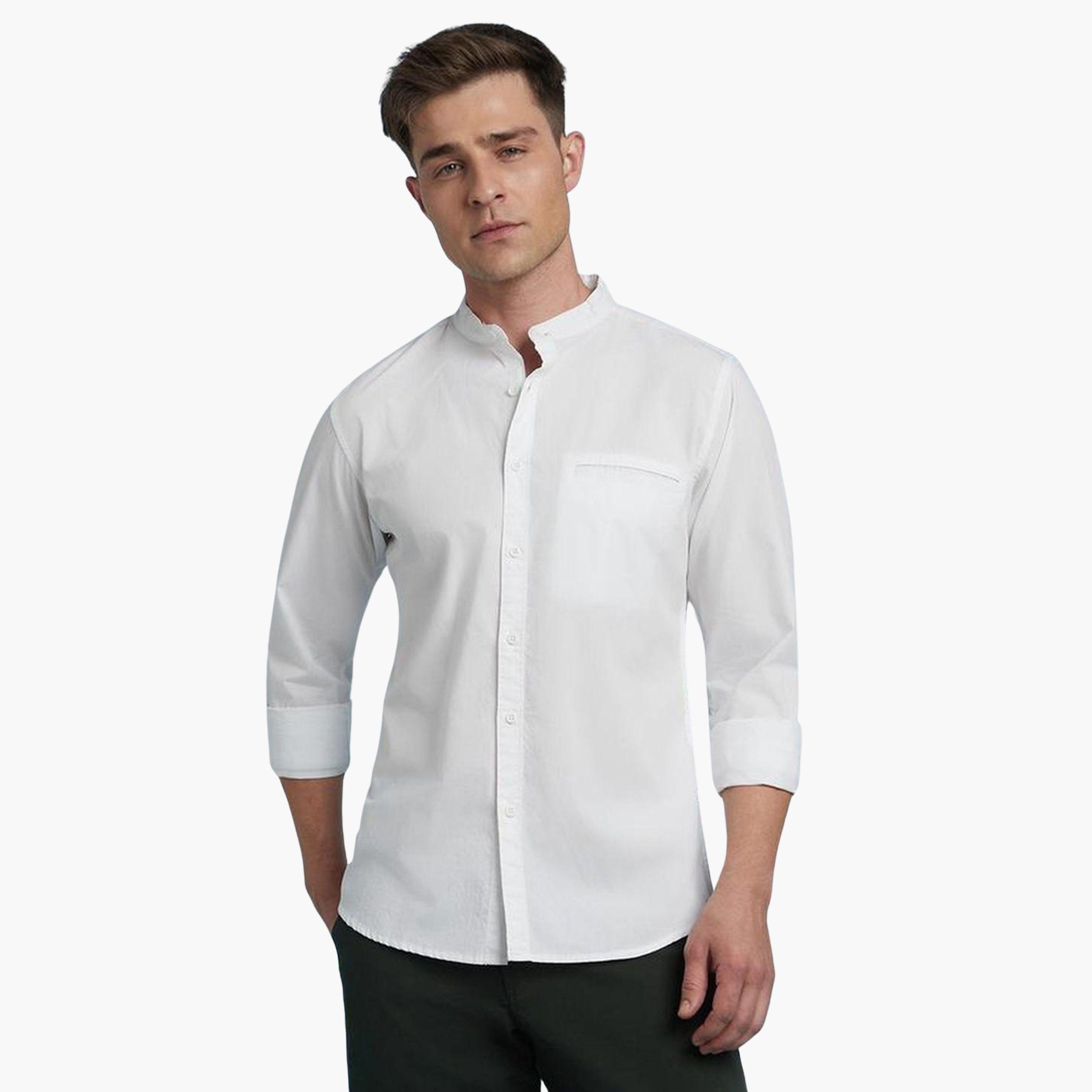 دينيس لينغو - قميص رجالي أبيض مريح بقصّة سليم كاجوال-men-clothing-shirts-image-1