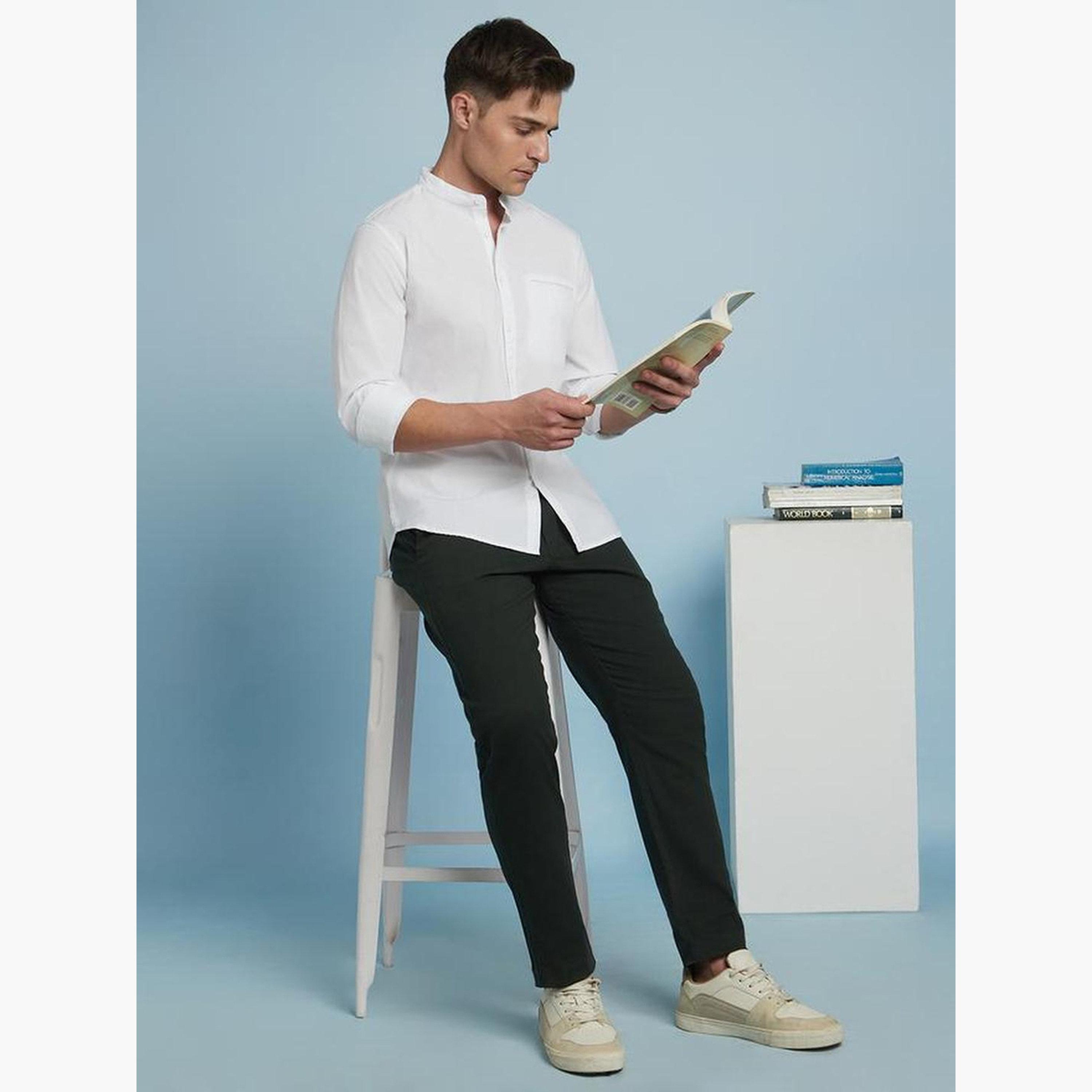 دينيس لينغو - قميص رجالي أبيض مريح بقصّة سليم كاجوال-men-clothing-shirts-image-2