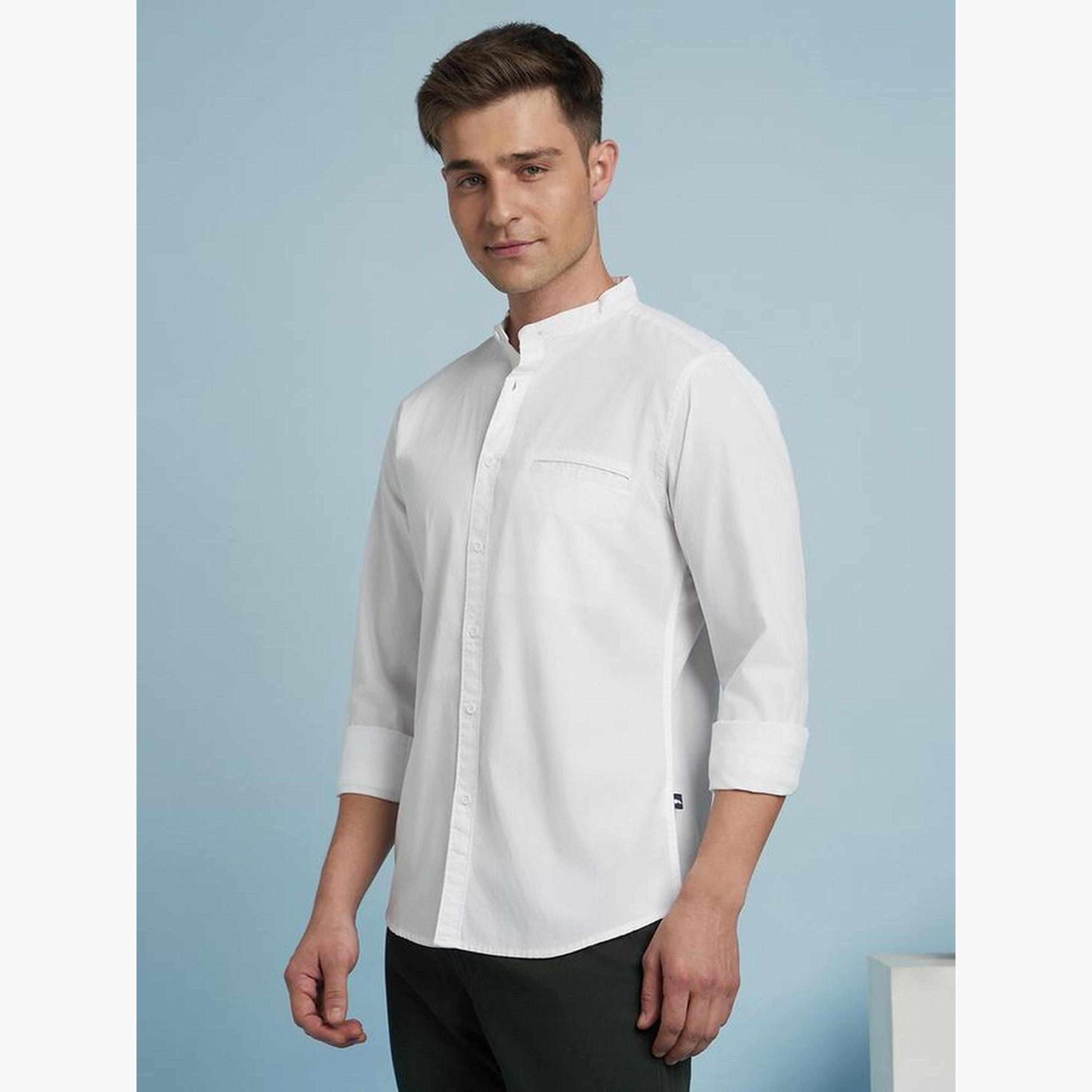دينيس لينغو - قميص رجالي أبيض مريح بقصّة سليم كاجوال-men-clothing-shirts-image-4