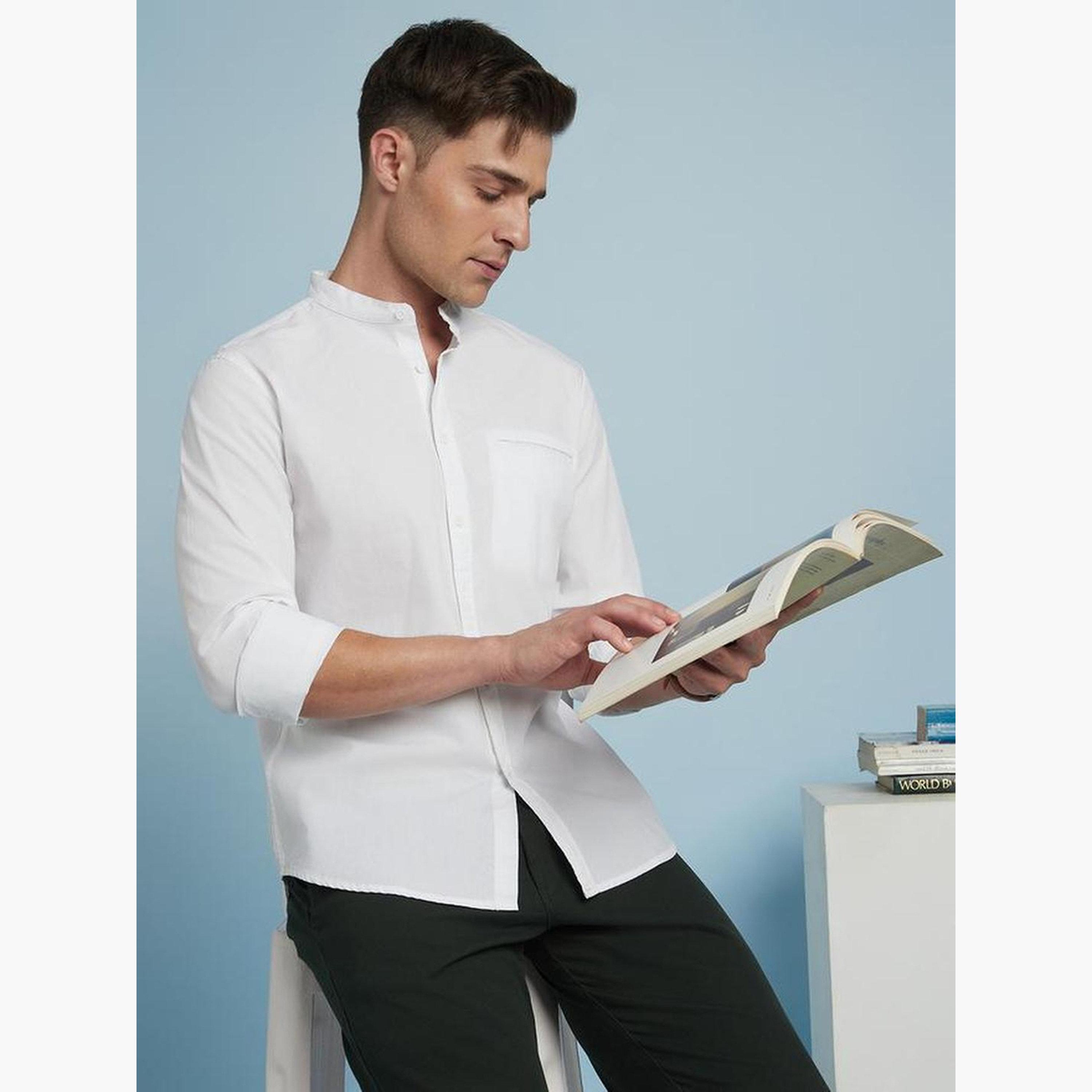 دينيس لينغو - قميص رجالي أبيض مريح بقصّة سليم كاجوال-men-clothing-shirts-image-6