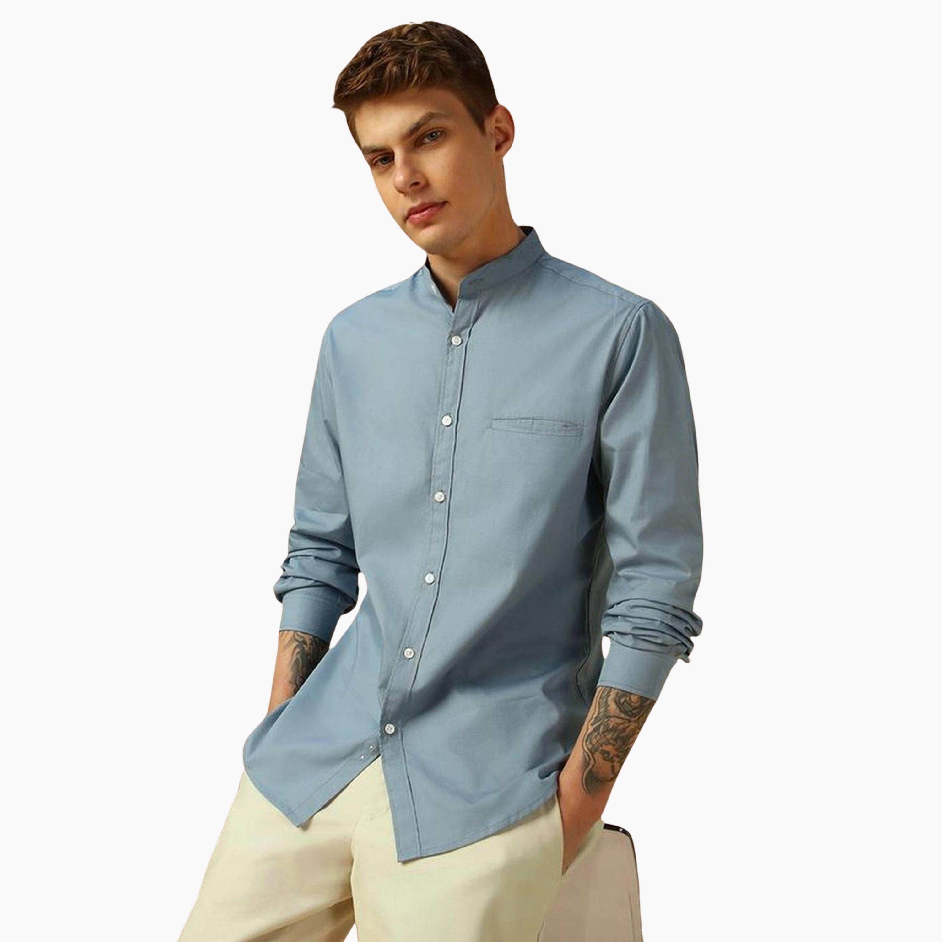 دينيس لينغو - قميص رجالي كاجوال بقصّة عادية وياقة ماندرين-men-clothing-shirts-image-1