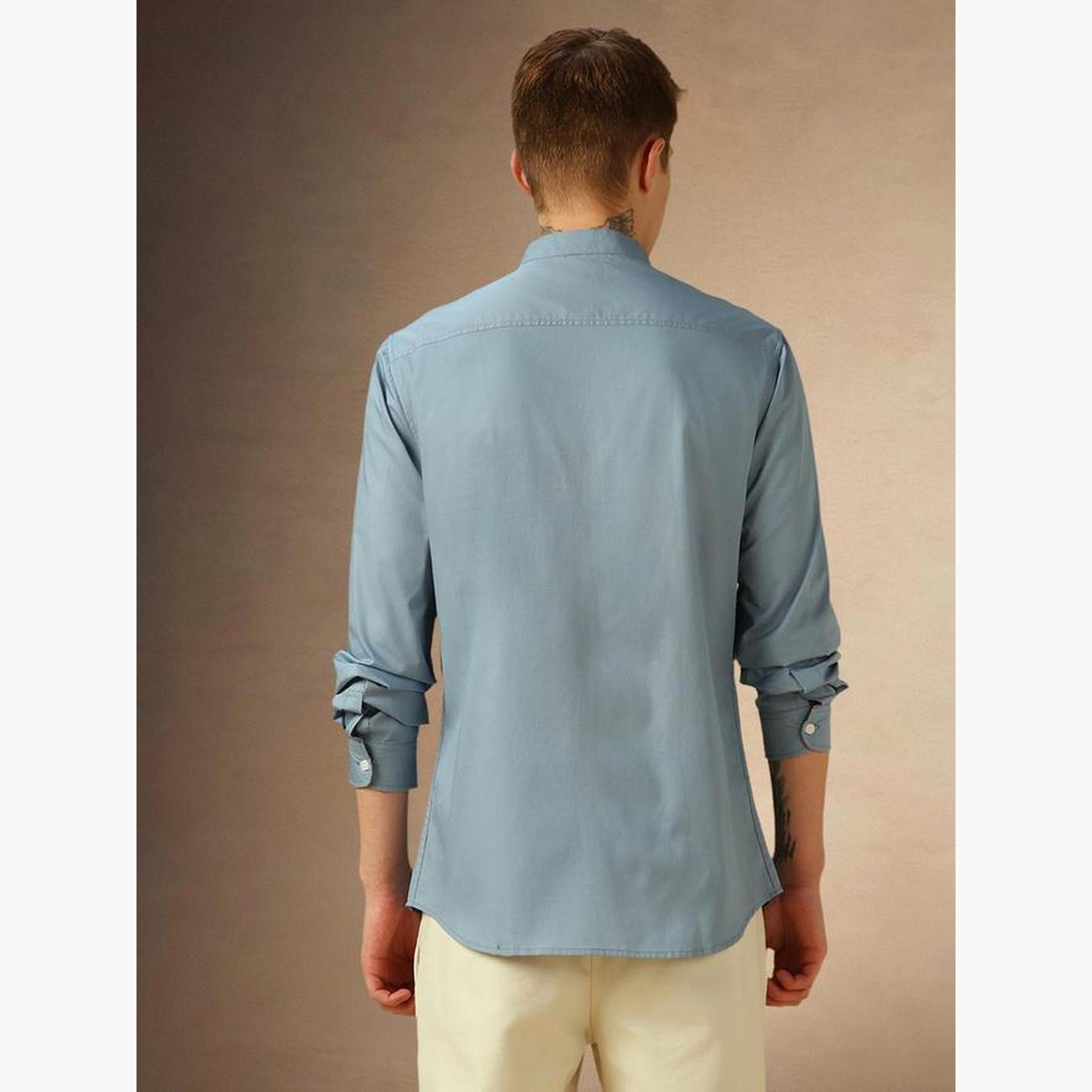 Dennis Lingo Men Mandarin Collar Regular Fit Casual Shirt-men-clothing-shirts-image-3