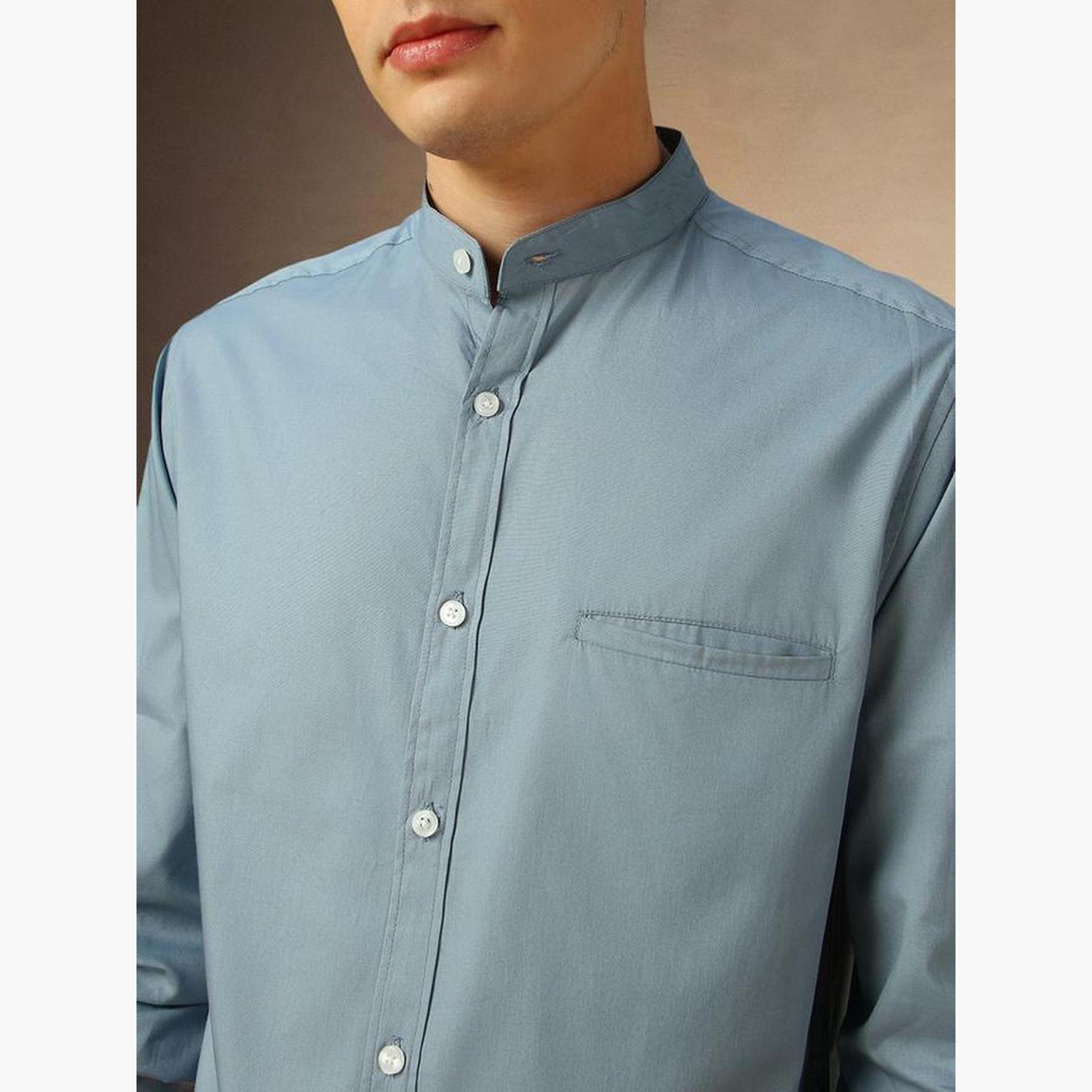 Dennis Lingo Men Mandarin Collar Regular Fit Casual Shirt-men-clothing-shirts-image-4