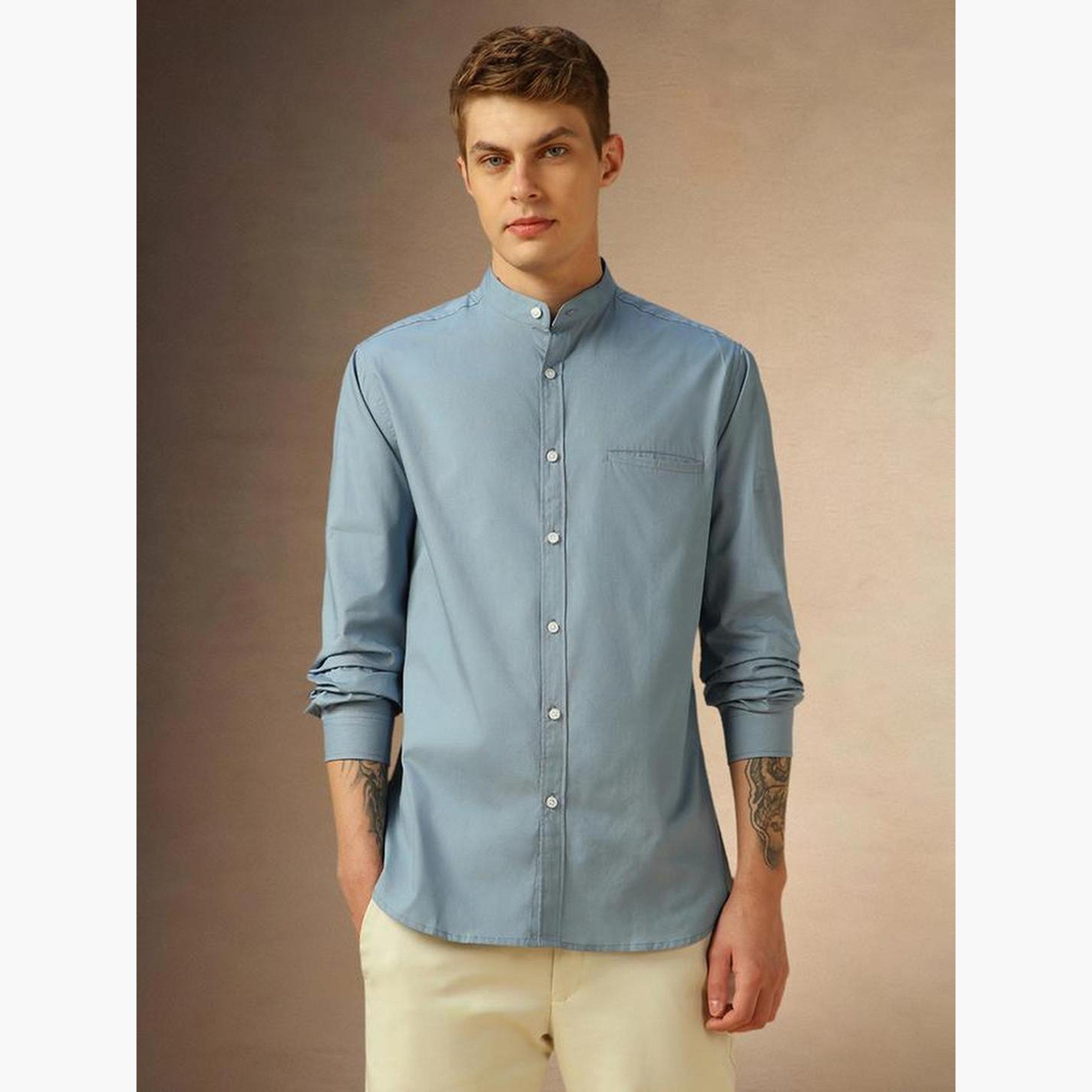 Dennis Lingo Men Mandarin Collar Regular Fit Casual Shirt-men-clothing-shirts-image-6