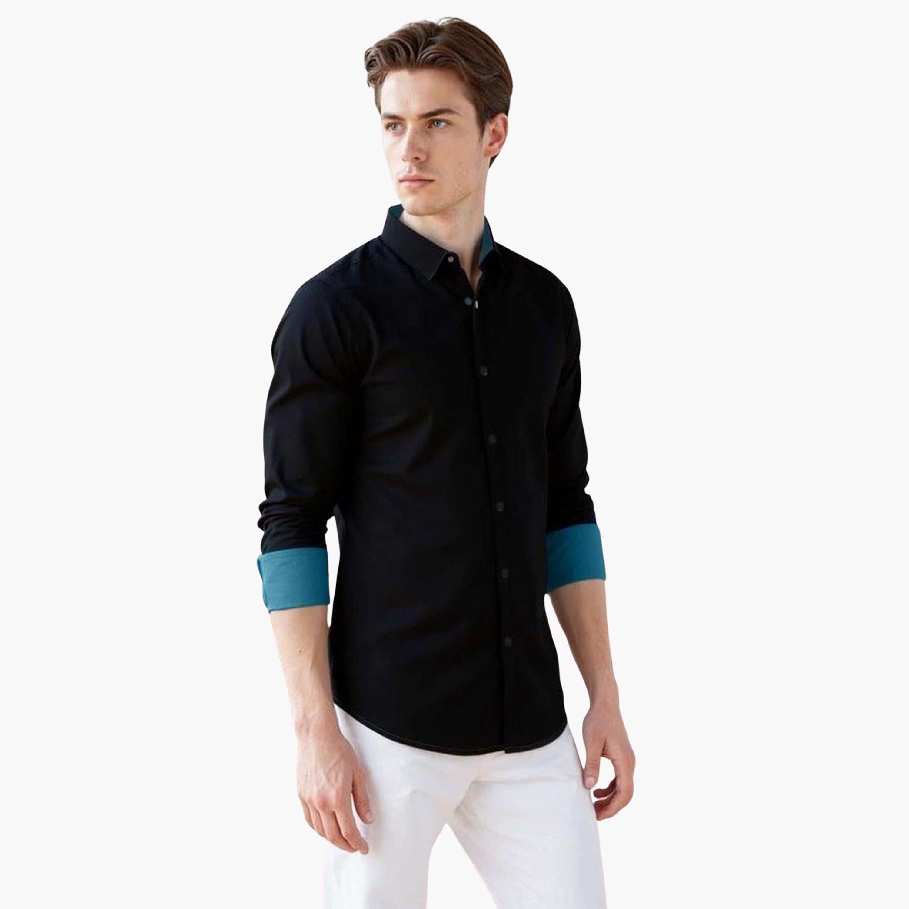 Dennis Lingo Men Solid Spread Collar Casual Shirt-men-clothing-shirts-image-1