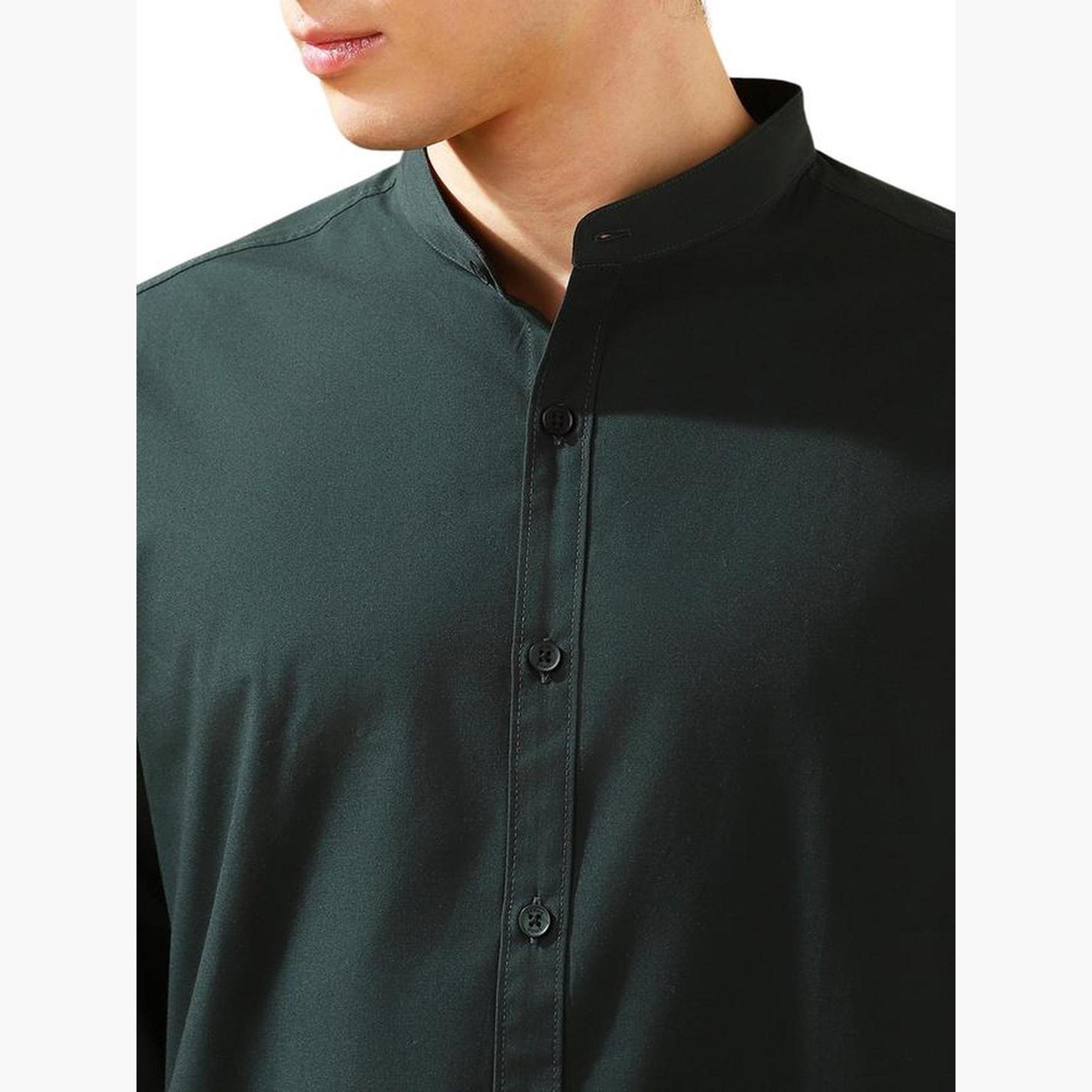 Dennis Lingo Men Solid Mandarin Collar Casual Shirt-men-clothing-shirts-image-5