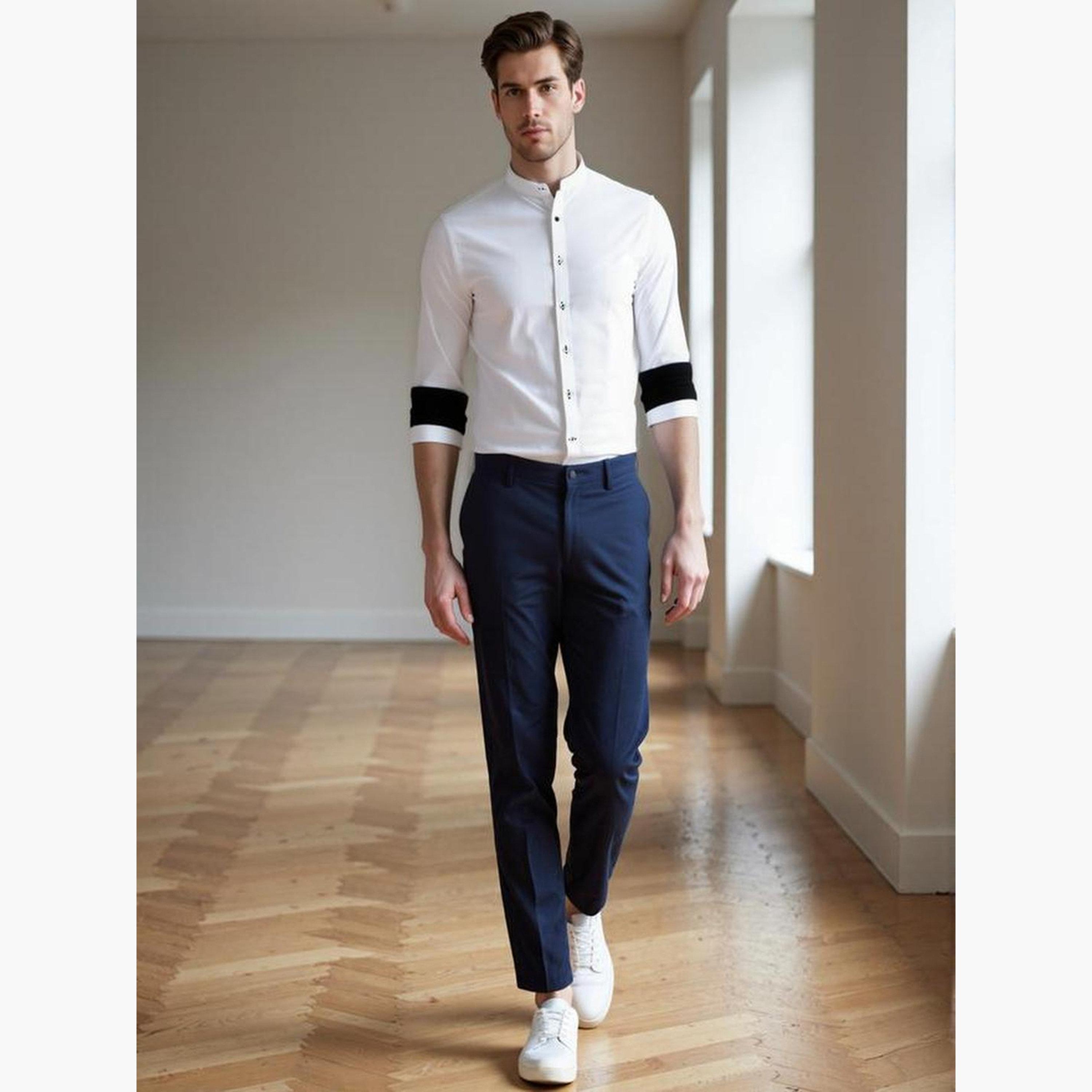 Dennis Lingo Men Solid Mandarin Collar Casual Shirt-men-clothing-shirts-image-5