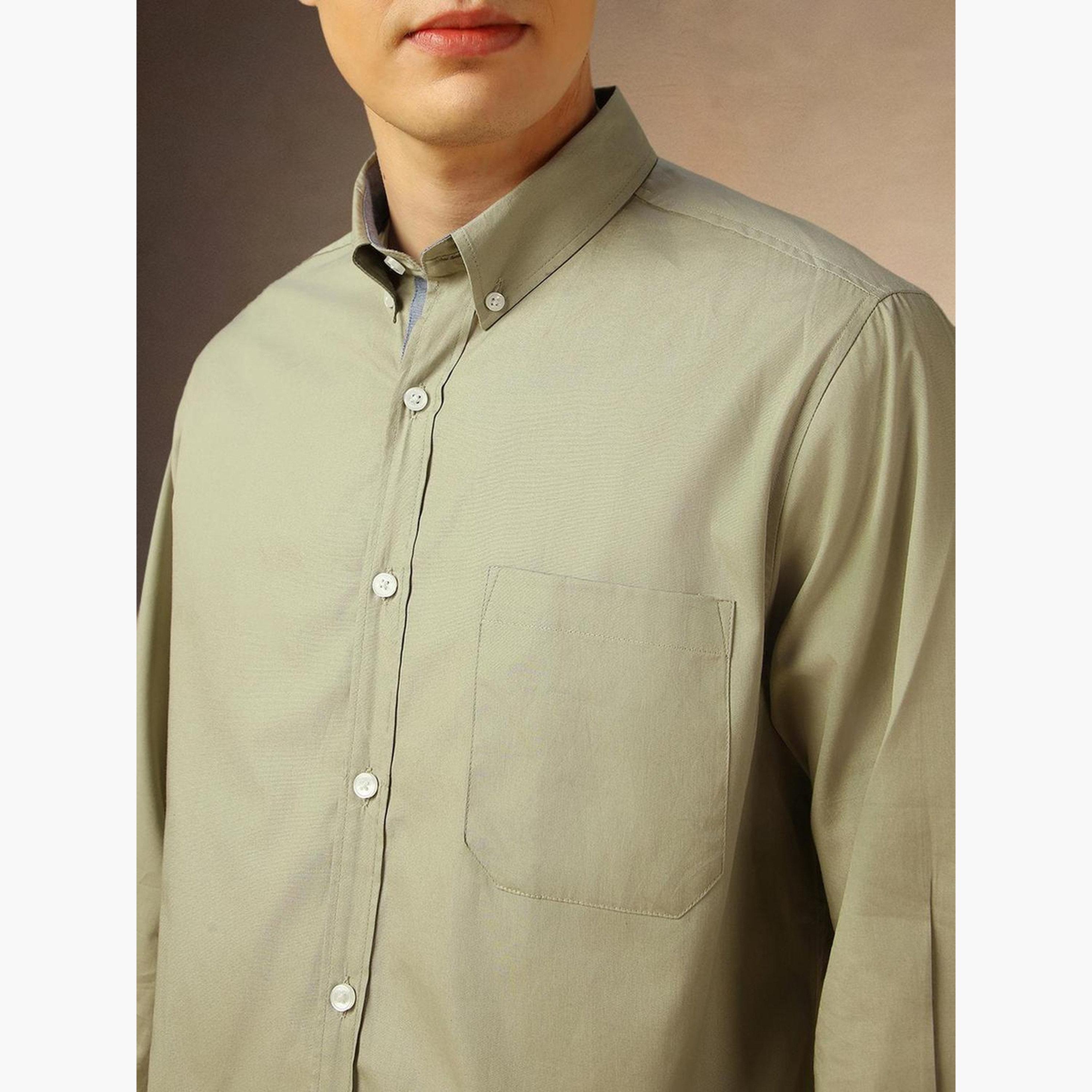 Dennis Lingo Men Solid Button Down Collar Casual Shirt-men-clothing-shirts-image-4