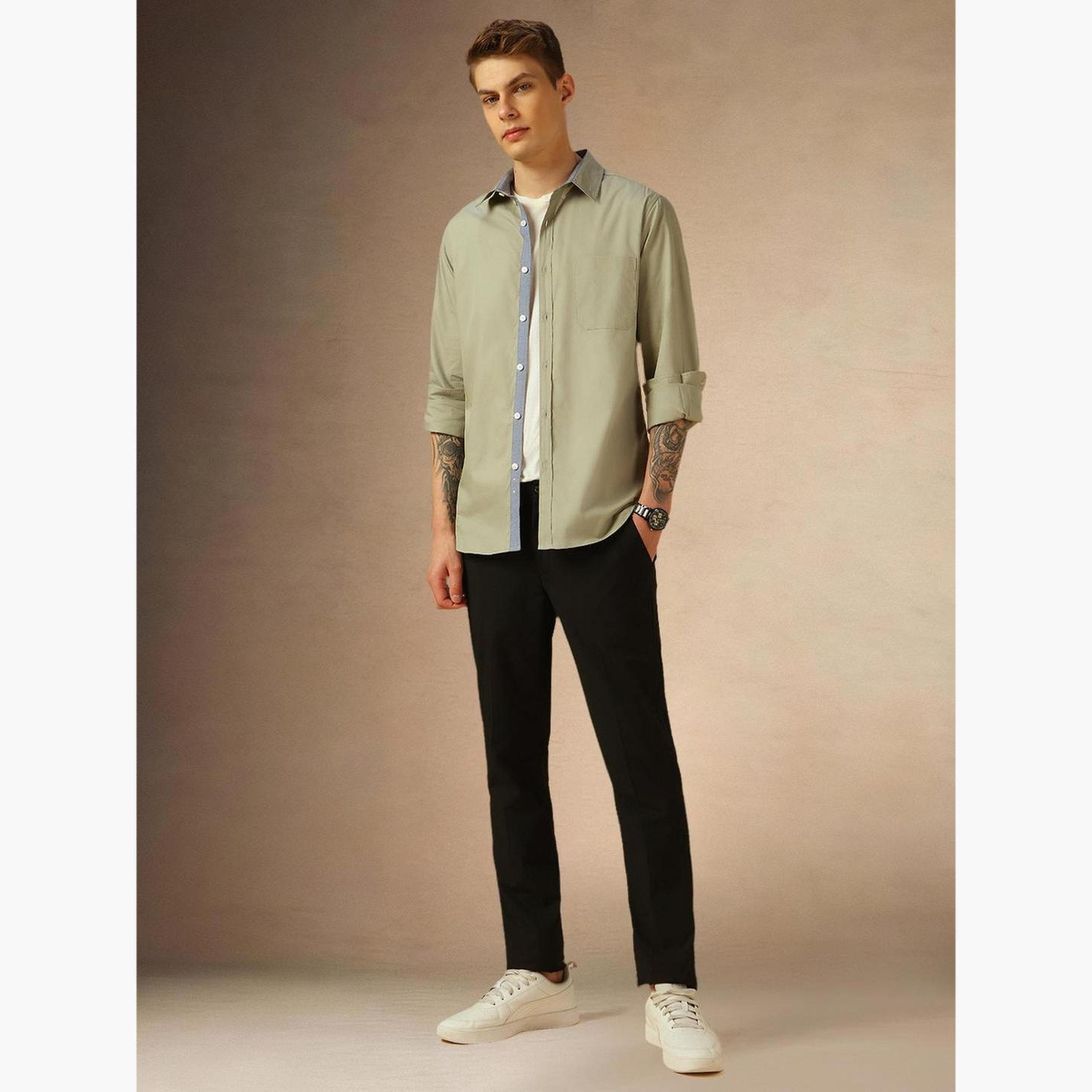 دينيس لينغو - قميص رجالي كاجوال سادة بياقة وأزرار-men-clothing-shirts-image-5