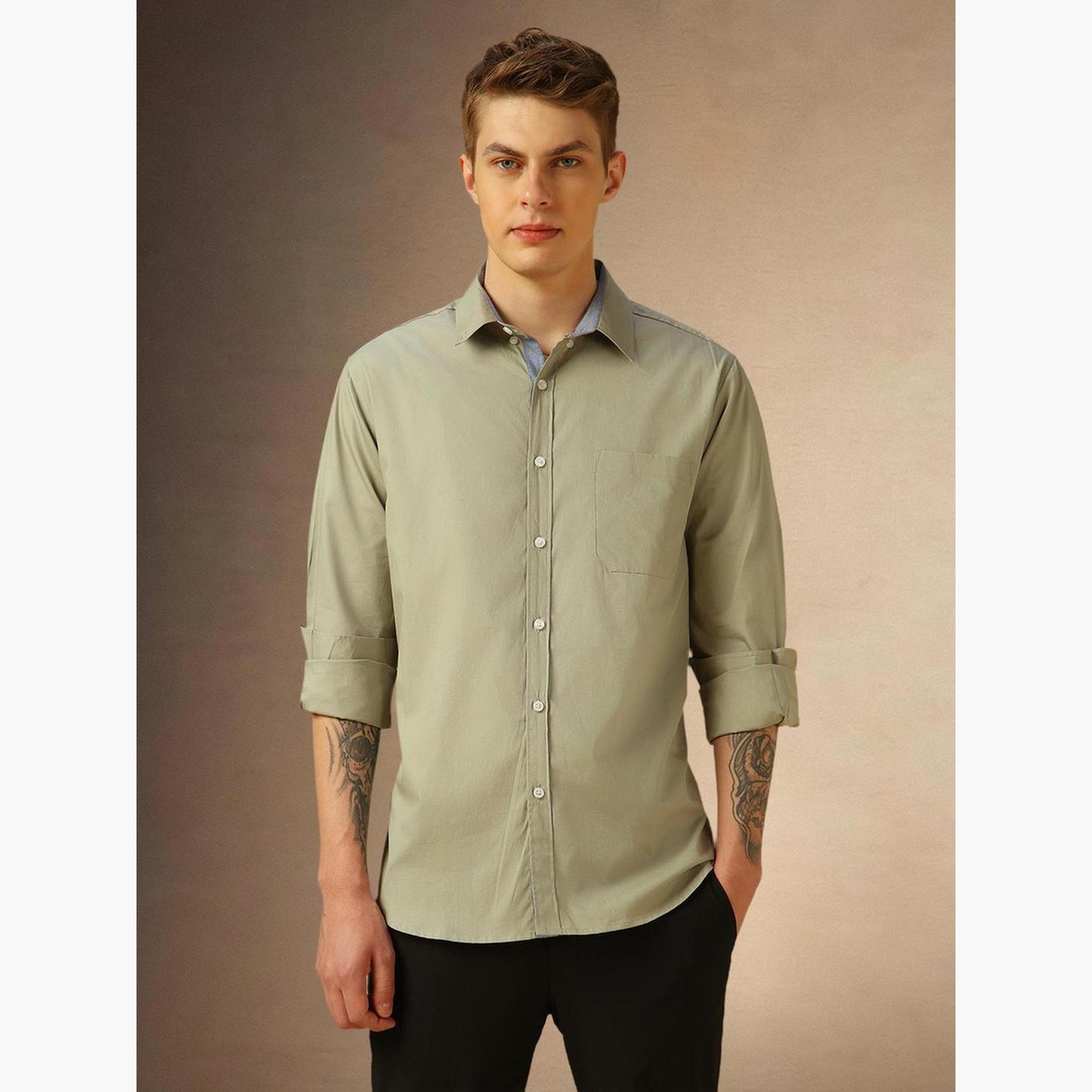 دينيس لينغو - قميص رجالي كاجوال سادة بياقة وأزرار-men-clothing-shirts-image-6