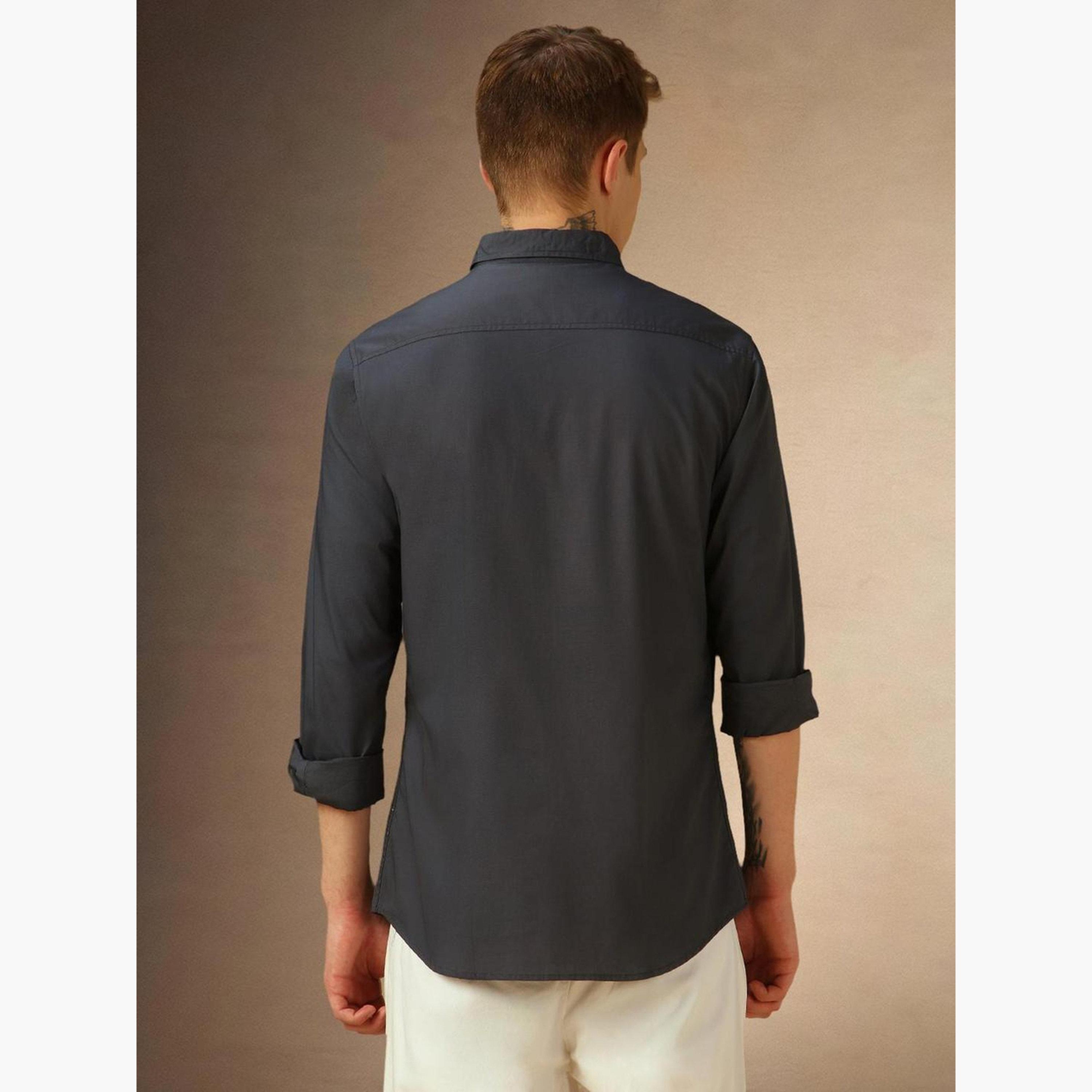 Dennis Lingo Men Solid Button Down Collar Casual Shirt-men-clothing-shirts-image-3