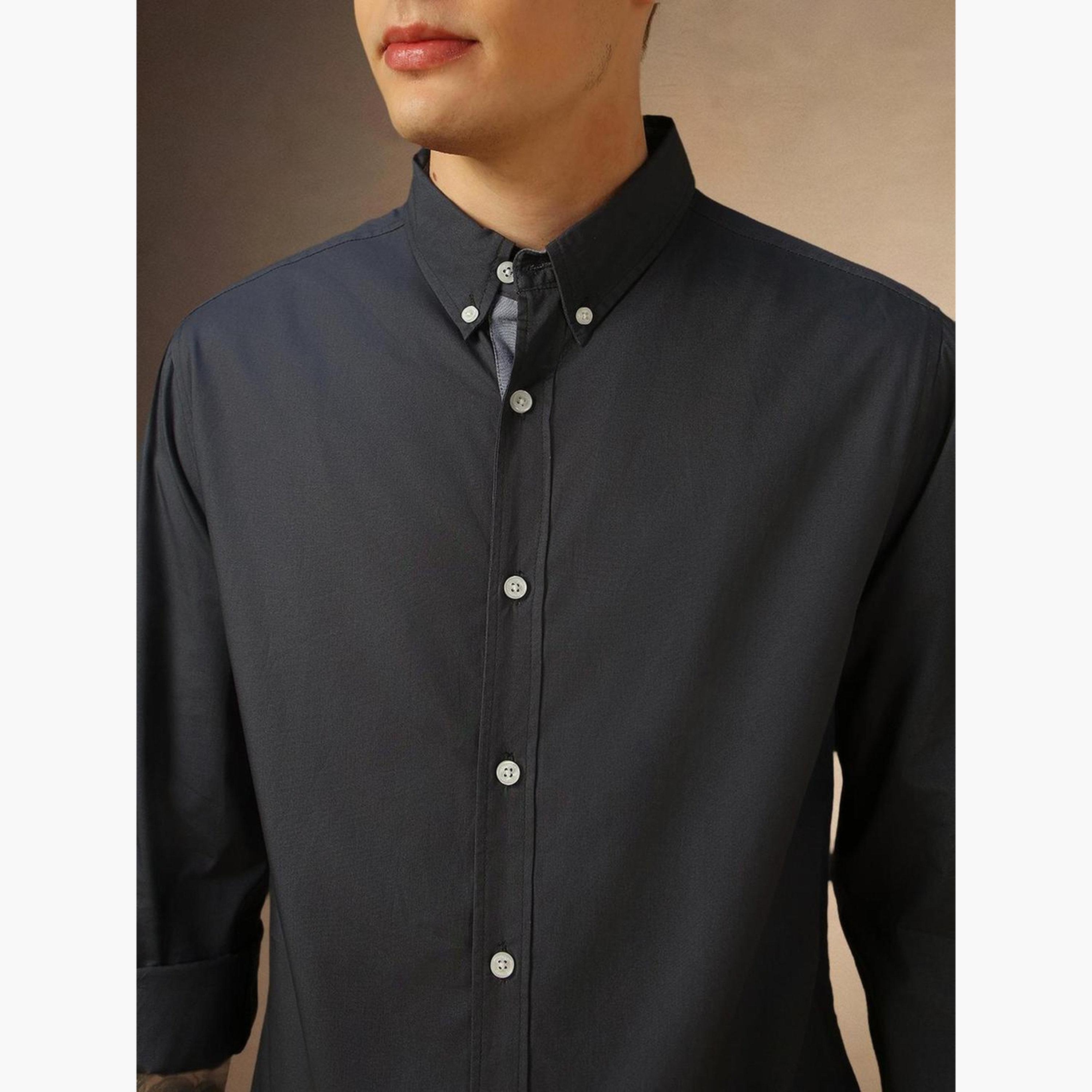 Dennis Lingo Men Solid Button Down Collar Casual Shirt-men-clothing-shirts-image-4
