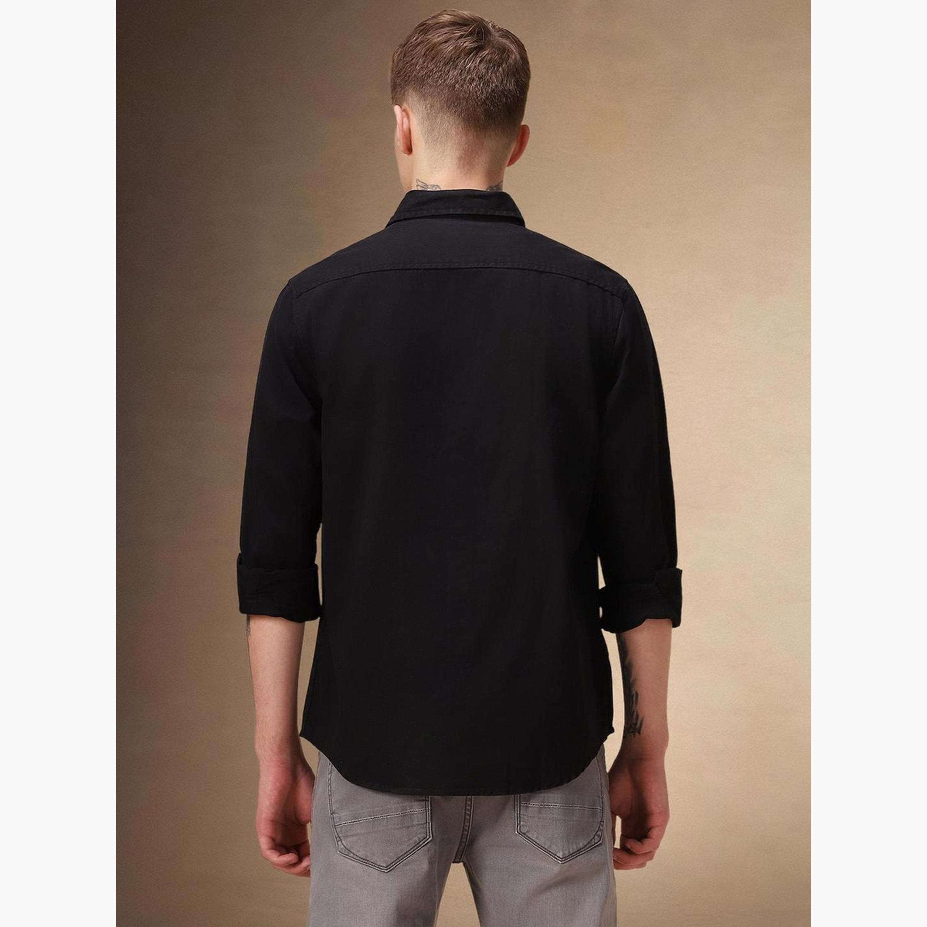 Dennis Lingo Men Slim Collar Solid Cotton Casual Shirt-men-clothing-shirts-image-3