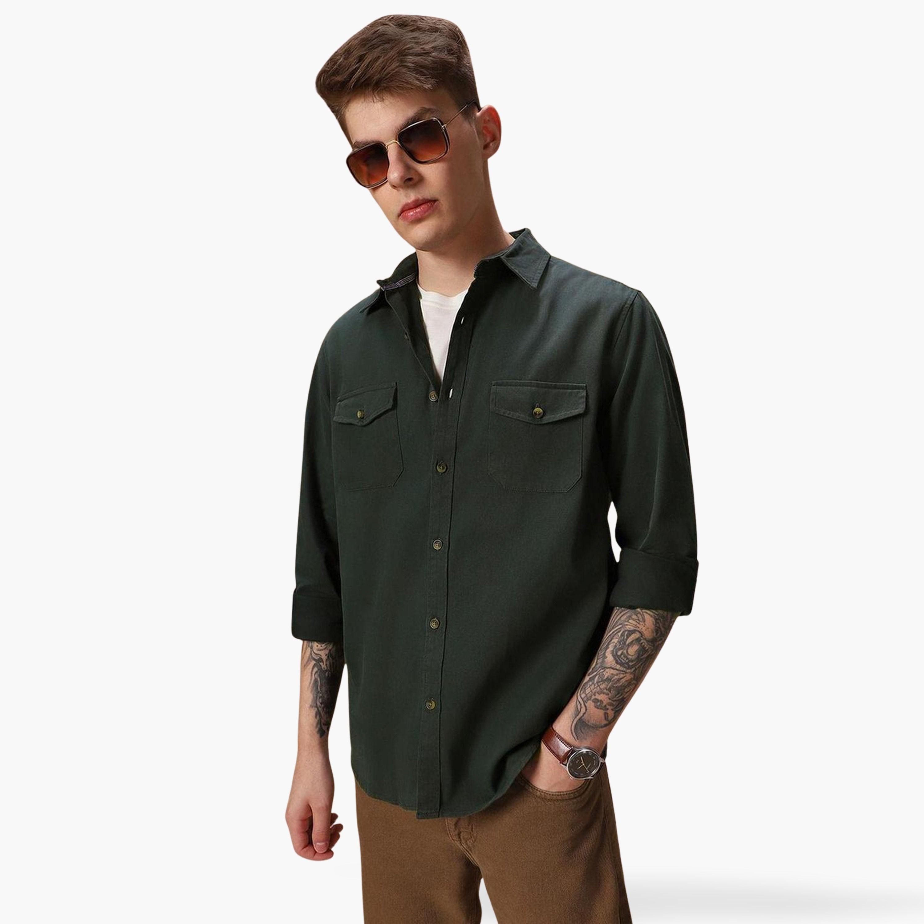 قميص قطن بياقة كلاسيكية بقصة مريحة-men-clothing-shirts-image-1