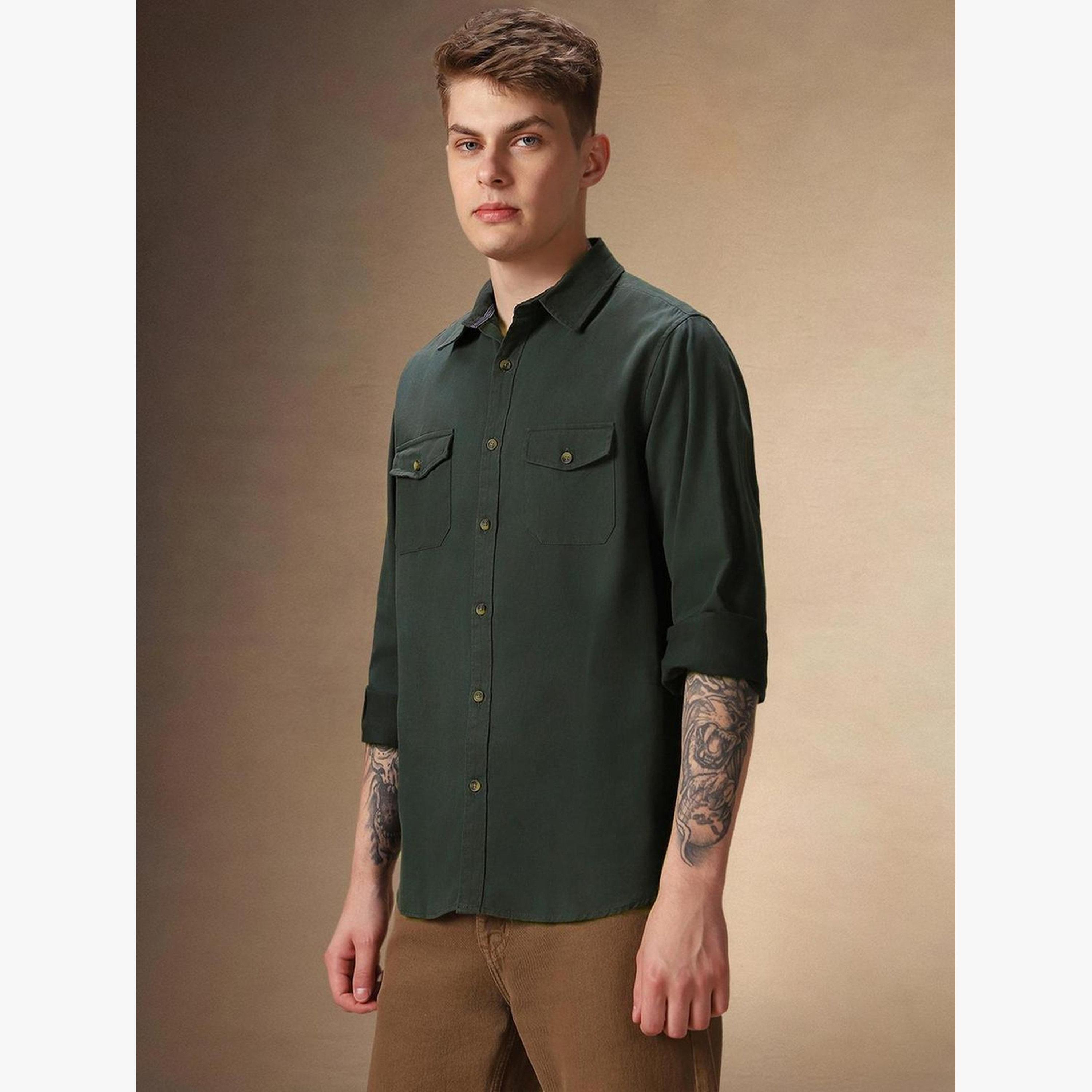 قميص قطن بياقة كلاسيكية بقصة مريحة-men-clothing-shirts-image-2