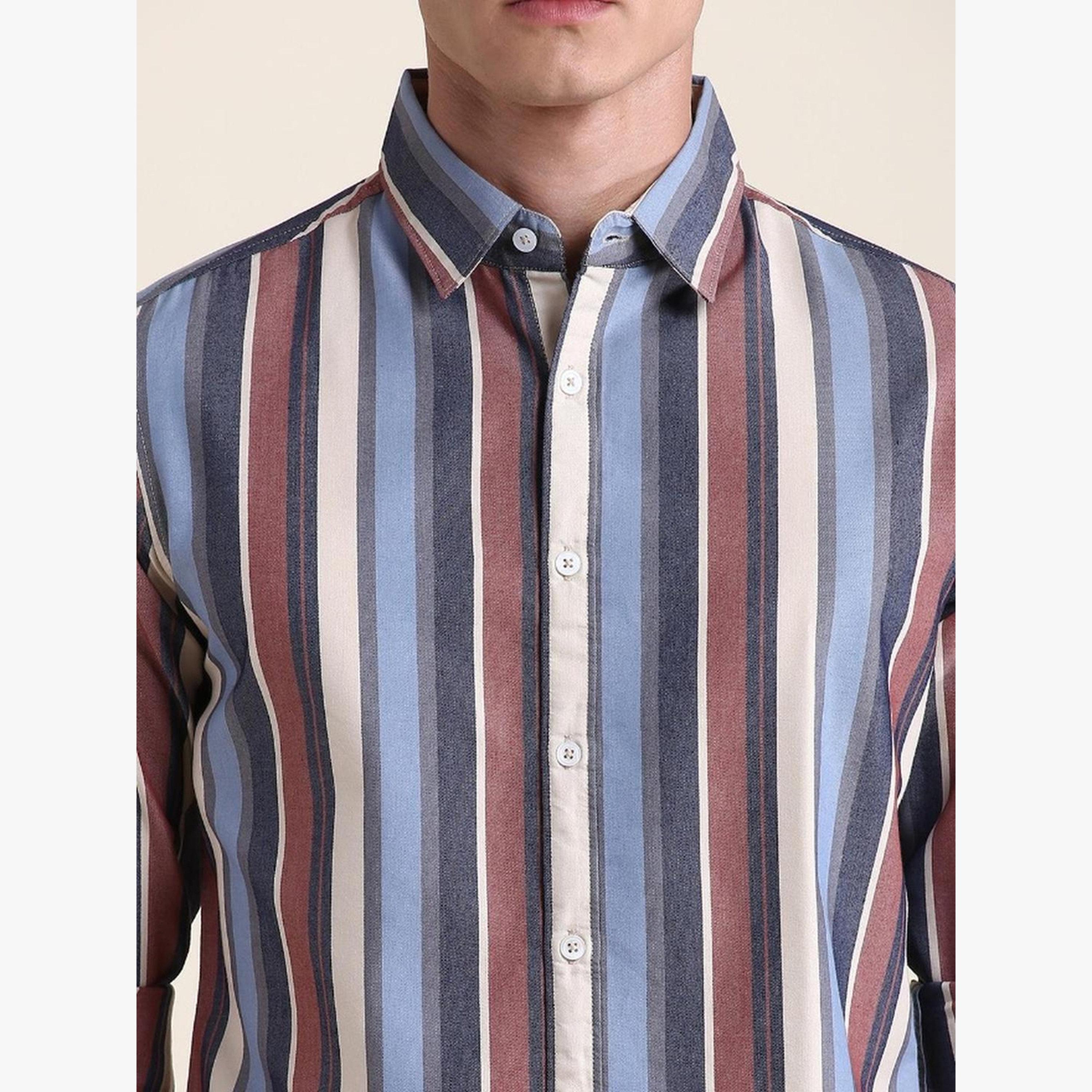 Dennis Lingo Men Pure Cotton Slim Fit Striped Shirt-men-clothing-shirts-image-2